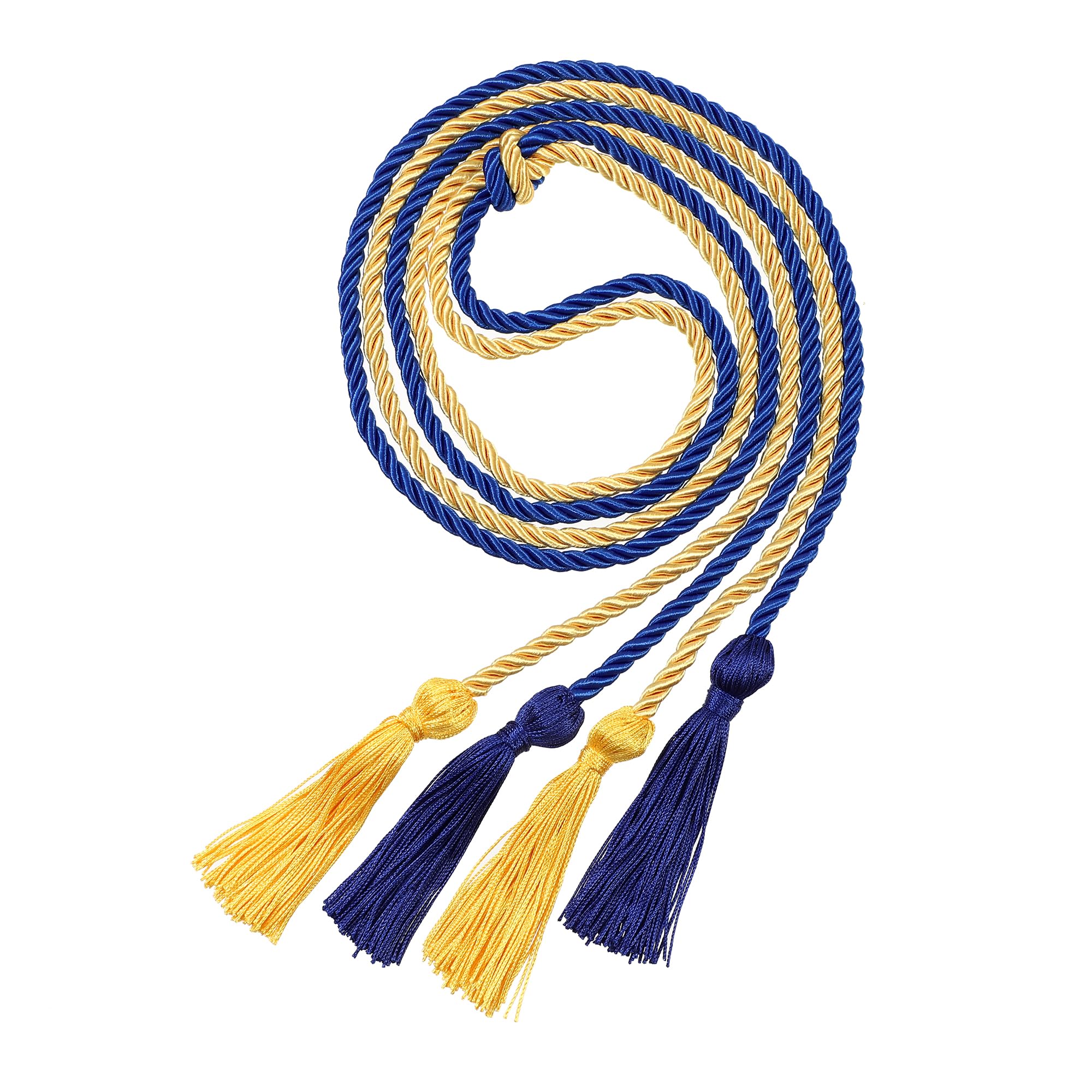 Graduation Double Honor Cords with Tassel, 68" (Royal Blue+Gold)