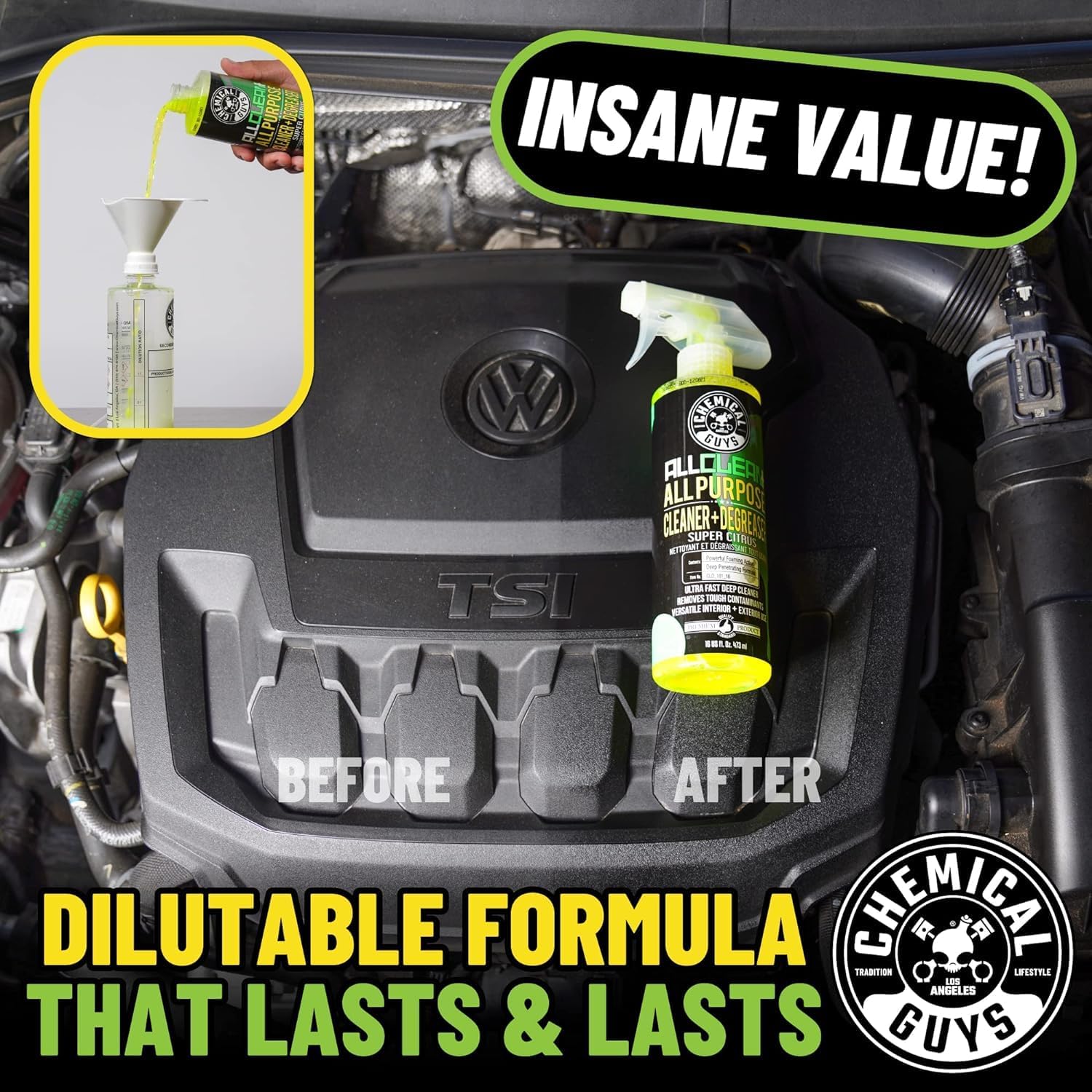Chemical Guys All Clean+ Citrus All Purpose Cleaner (2 x 16 Fl Oz) – Interior & Exterior Multi-Surface Degreaser & Stain Remover