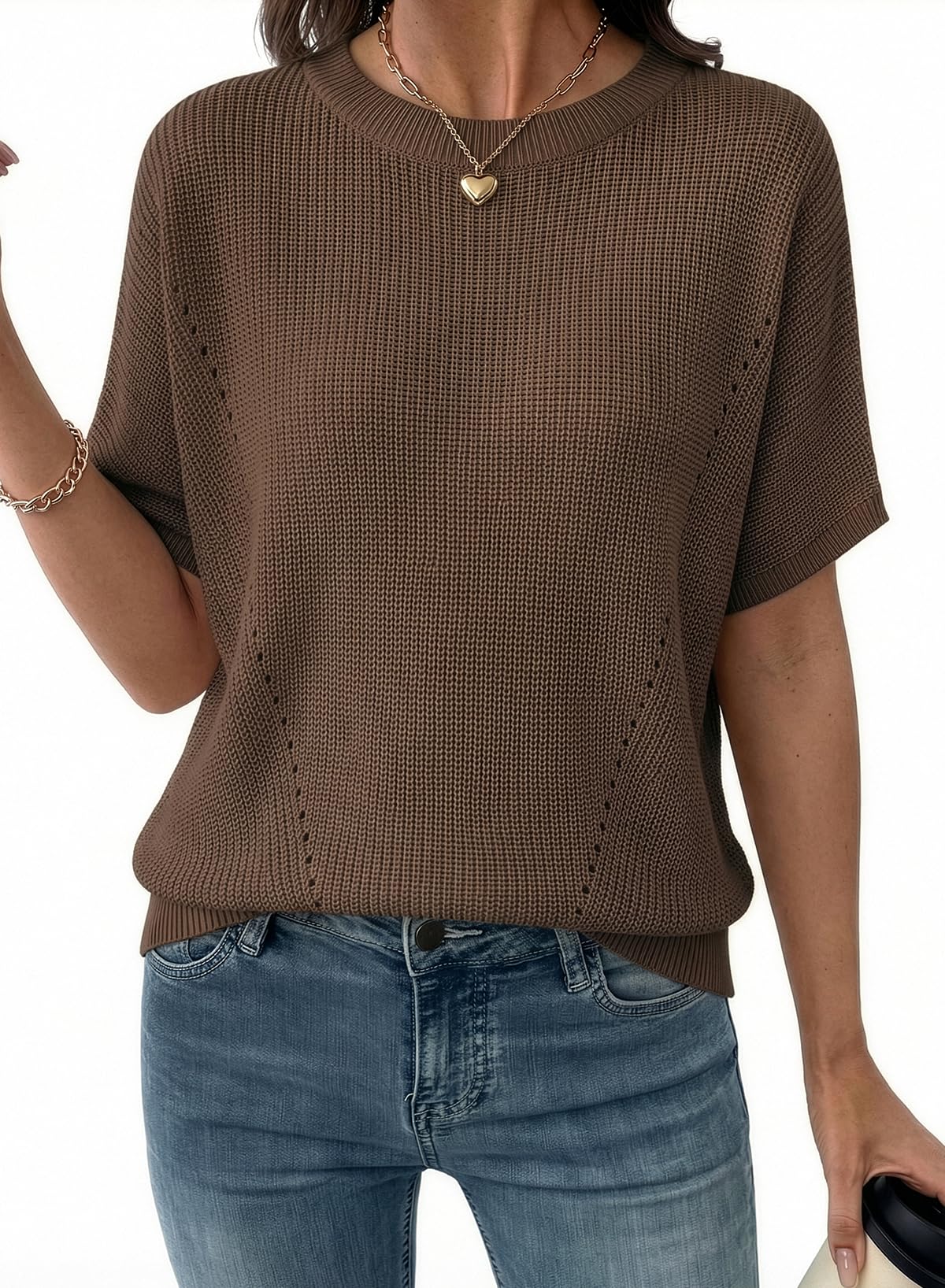 Dokotoo Womens Short Sleeve Sweaters 2026 Summer Lightweight V Neck Pullover Tops Dressy Business Casual Blouses Clothes