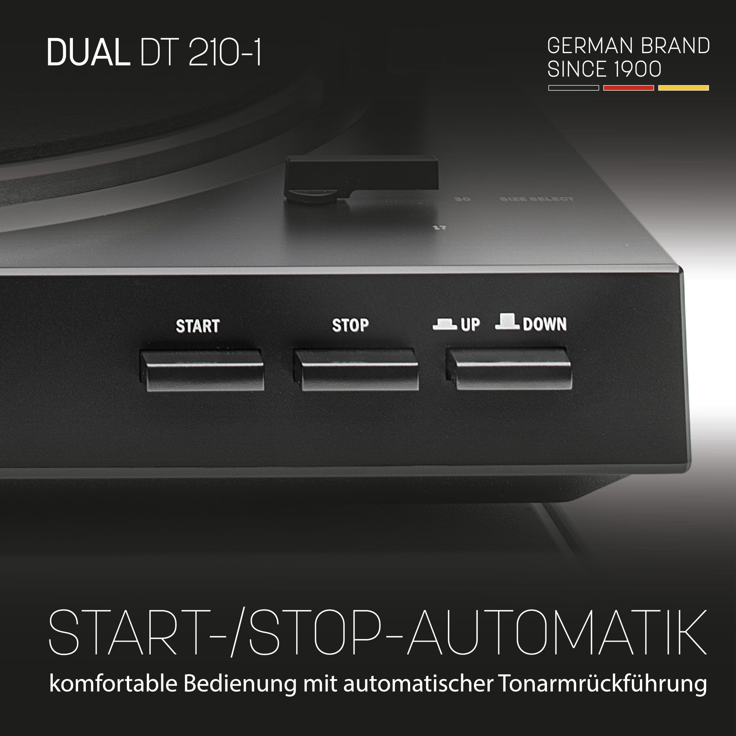 Dual DT 210-1 USB-Plattenspieler, 2 Geschwindigkeiten, Magnet-Tonabnehmer-System, Riemenantrieb, USB-Anschluss für Digitalisierung, Schwarz
