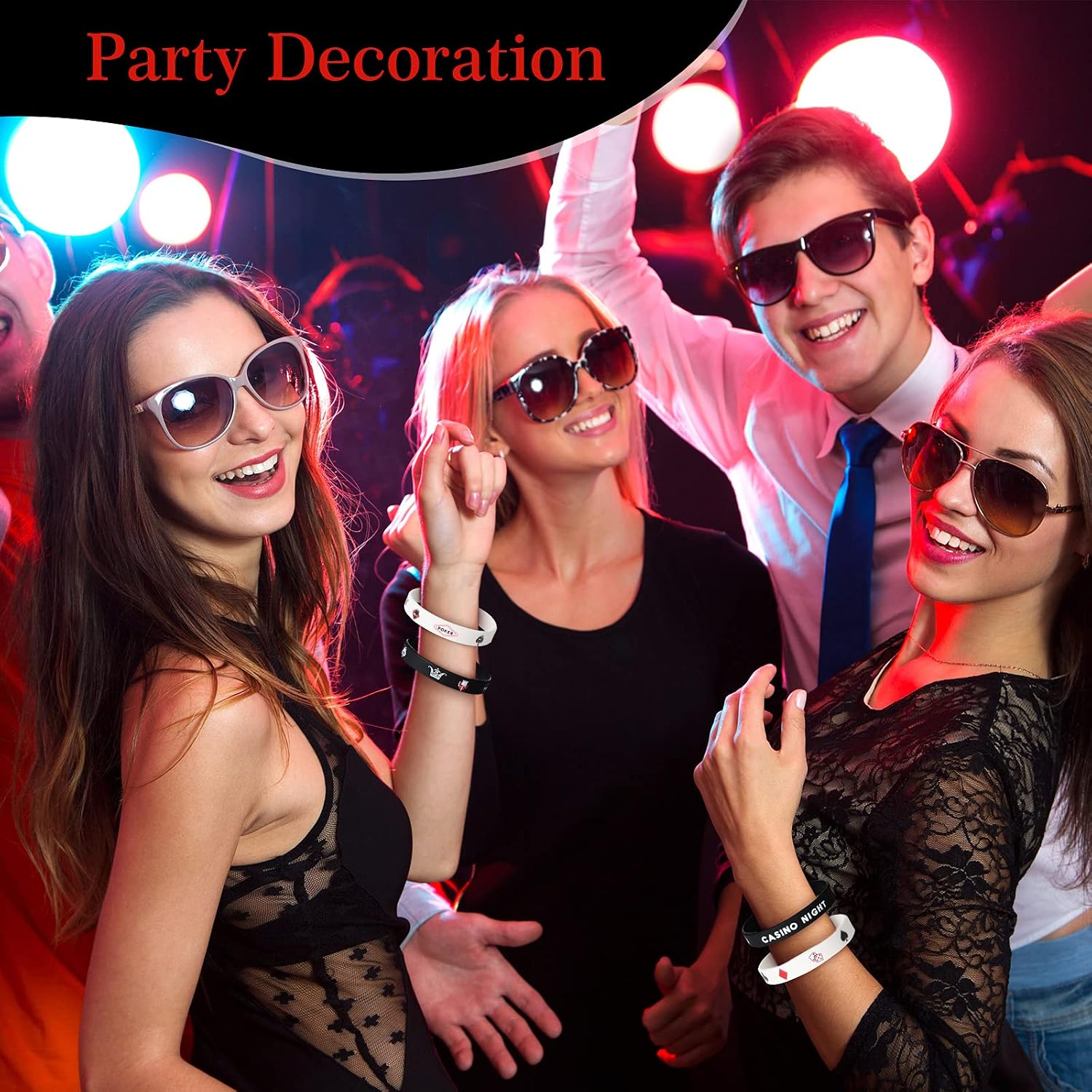 Zhanmai 36 Pcs Casino Party Favors Decorations Silicone Poker and Dice Wristbands Bulk Casino Night Themed Party Favors Black and White Patterns for Adults Birthday Supplies Decor Gifts
