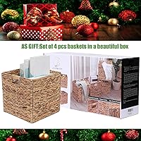 Vista 4 de 12x12in Storage Baskets Set of 4 Water Hyacinth Baskets,Foldable Handwoven Storage Cubes,Wicker Cube Baskets Laundry Organizer Totes for Home