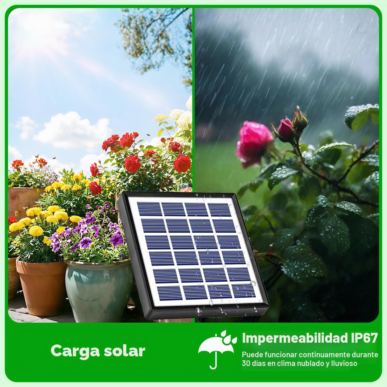 Onherm Riego Automático Solar, Sistemas de Riego Solar con 12 Modos de Temporizador y Tubo de 15 m, Riego por Goteo Solar para Jardín, Balcón y Plantas de Exterior en Maceta