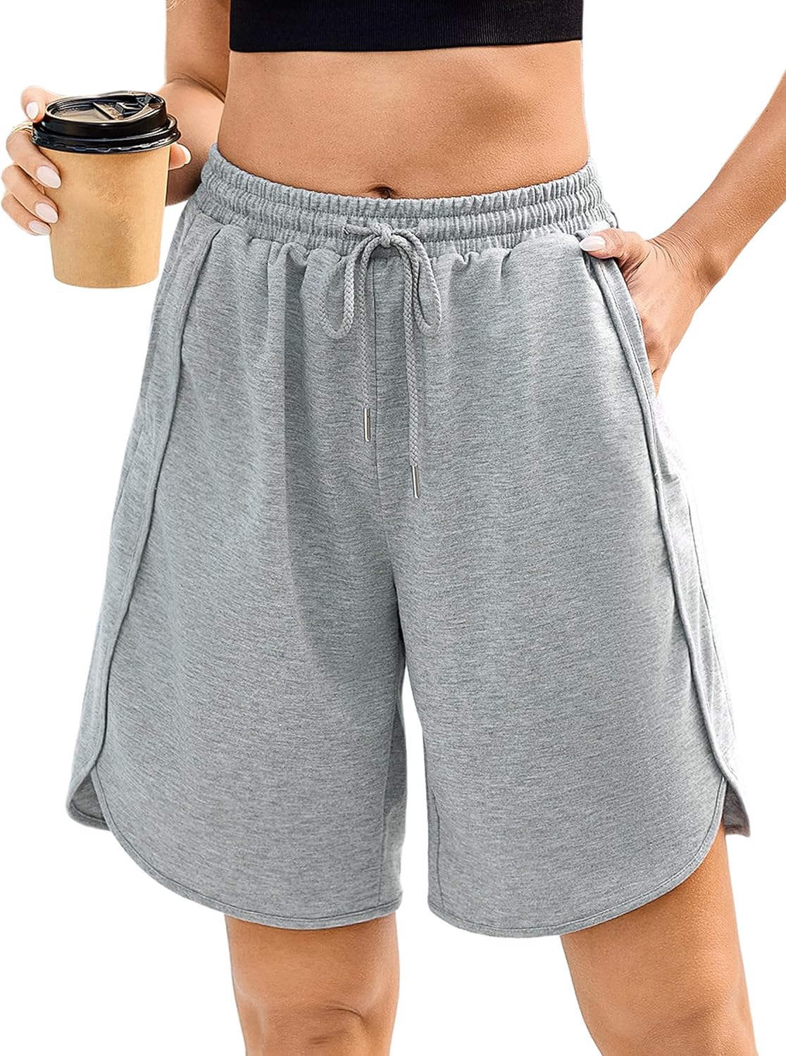 Quenteen Women's Sweat Shorts Bermuda Long Shorts Athletic Casual Loose Shorts (Available in Plus Size)