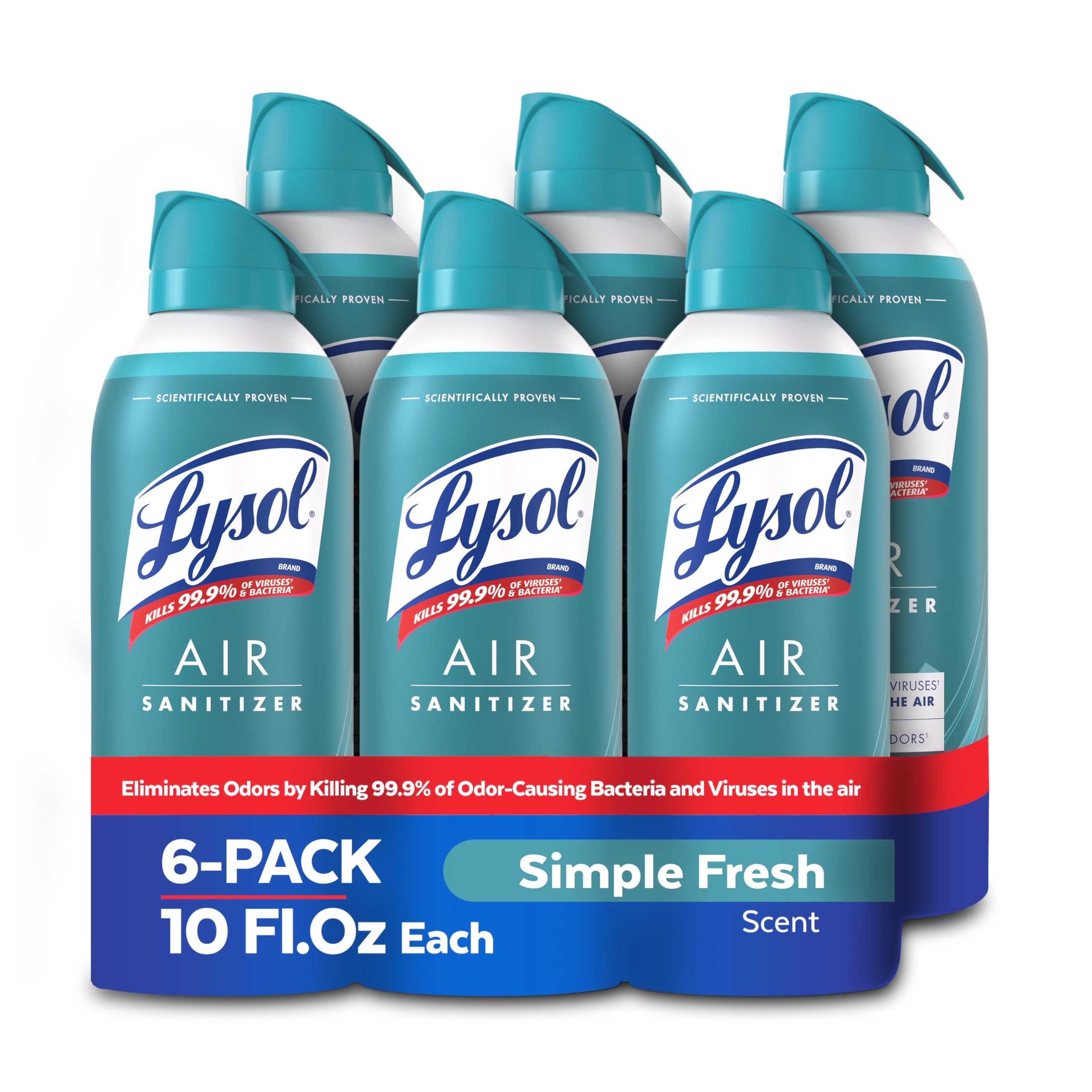 Lysol Air Sanitizer Spray, Air Freshener Alternative, Simple Fresh 6-Pk