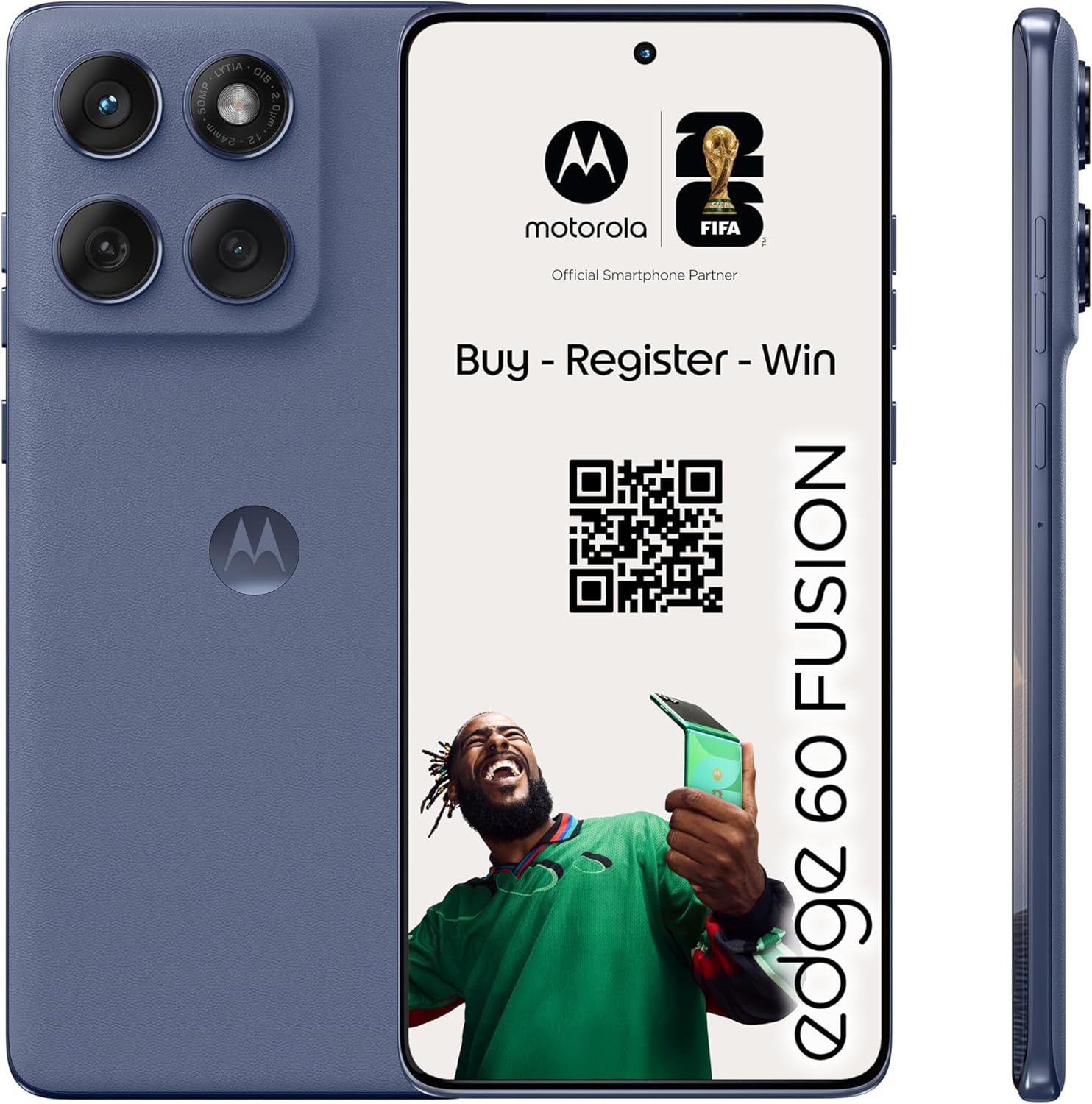 Motorola Edge 60 Fusion Smartphone (Robust 6.67 Inch POLED Display Thanks to Corning Gorilla Glass 7i, Durable, 50 MP Camera + Moto-AI, 8/256 GB, 5100 mAh) Pantone Slipstream + Mobile Phone Holder – Motorola product photo