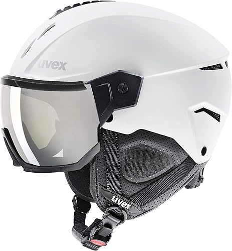 uvex Instinct Visor, casco ajustable de esquí y snowboard con visera integrada para mujeres y hombres, tapete blanco y negro, talla M