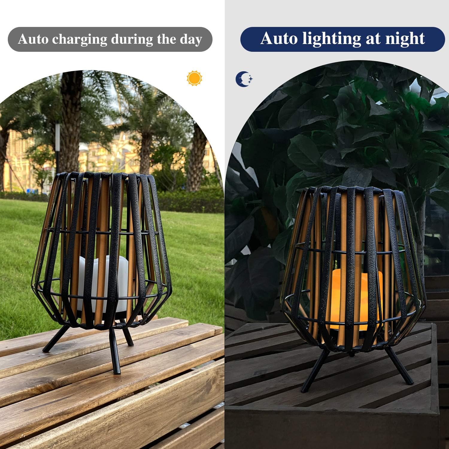 pearlstar Solar Candle Lantern Outdoor - Solar Lamp Decorative Waterproof LED Flickering Flameless Lights for Indoor Desk Patio Garden Pathway Yard : Tools & Home Improvement