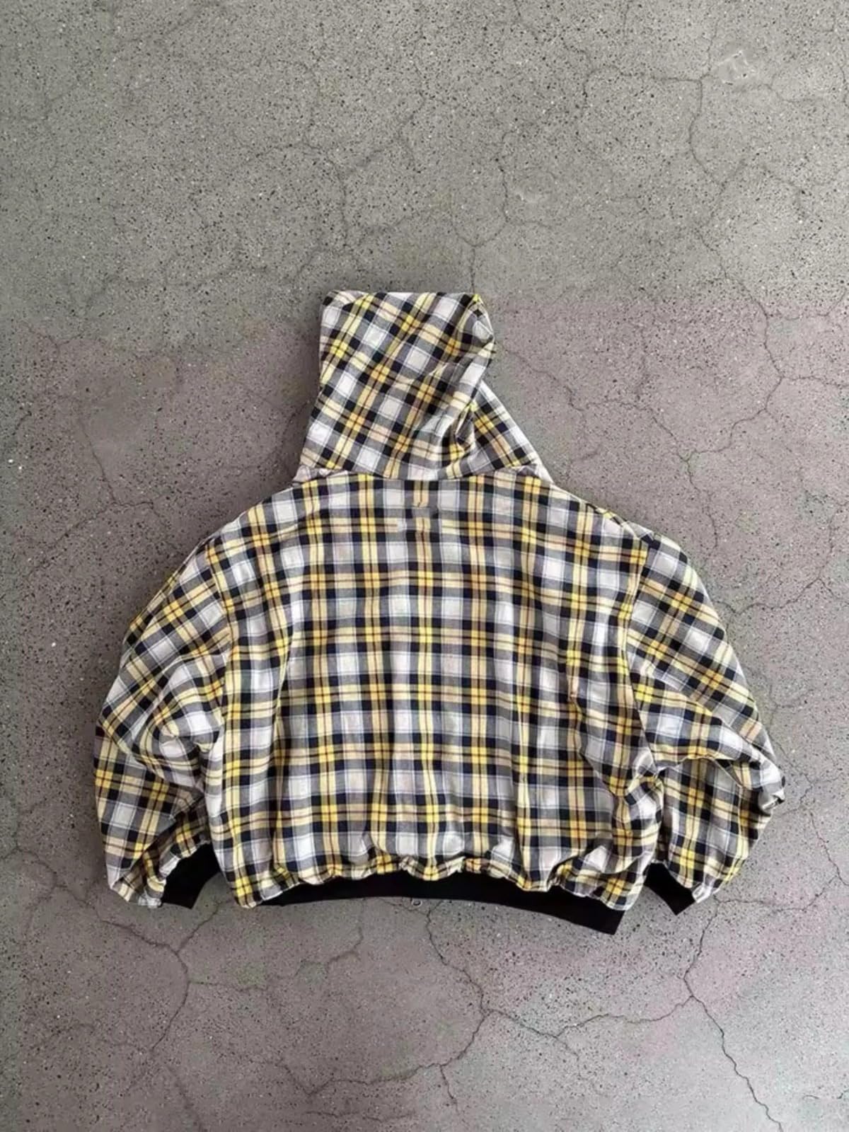 Herren Hoodie mit Reißverschluss Reversible Karierte Jacke Y2K Kapuzenpulli Kapuzenjacke