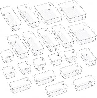 Drawer Organizer Tray With Sliding Compartments For Art Supplies And Stationery Items Recyclable Frame Space Saving Design Suitable For Craft Room Storage Dormitory Desk Library Table, 21-piece set
