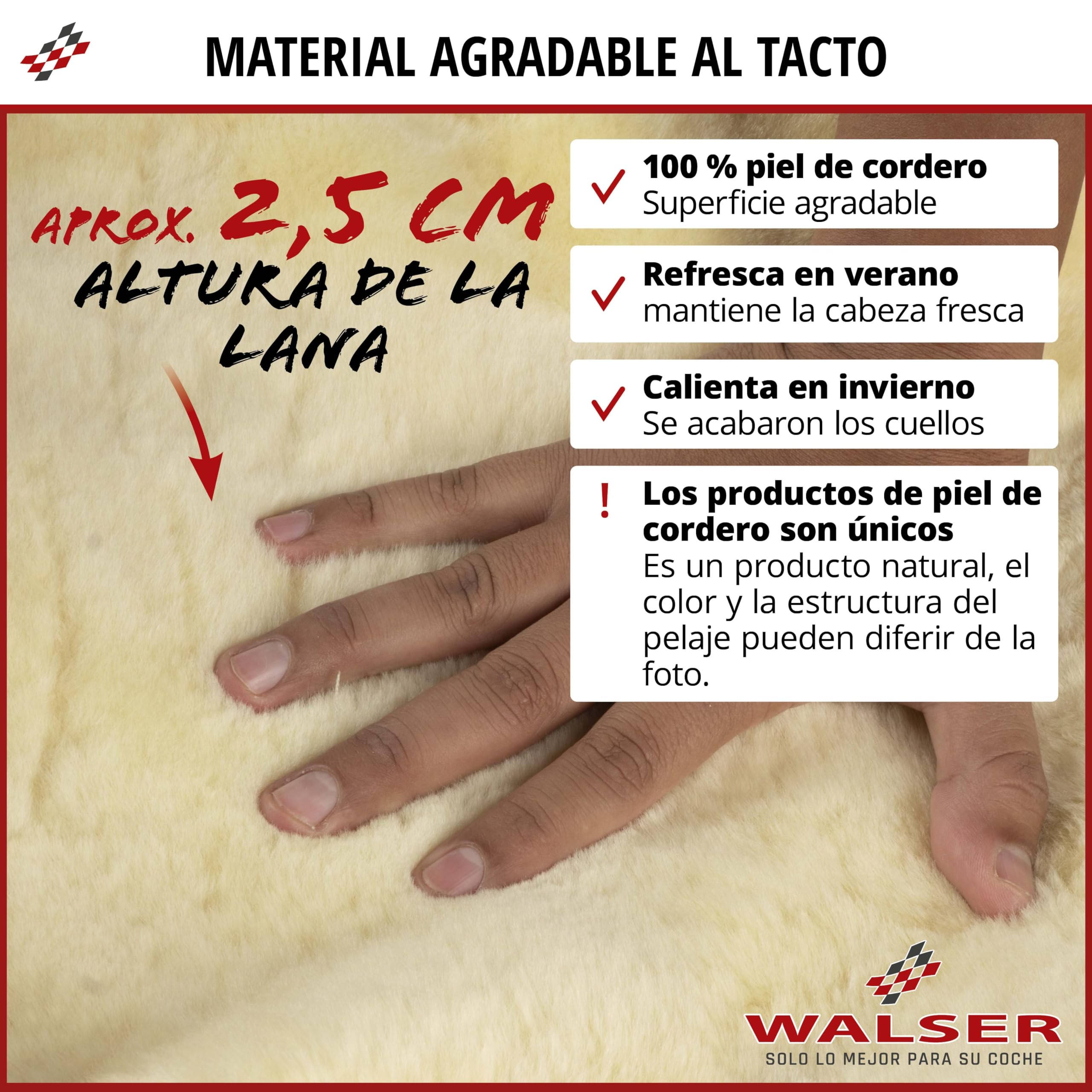 WALSER soporte cervical Mila de piel de cordero, almohada cervical-piel de cordero-coche, cojín para la cabeza en el coche antracita