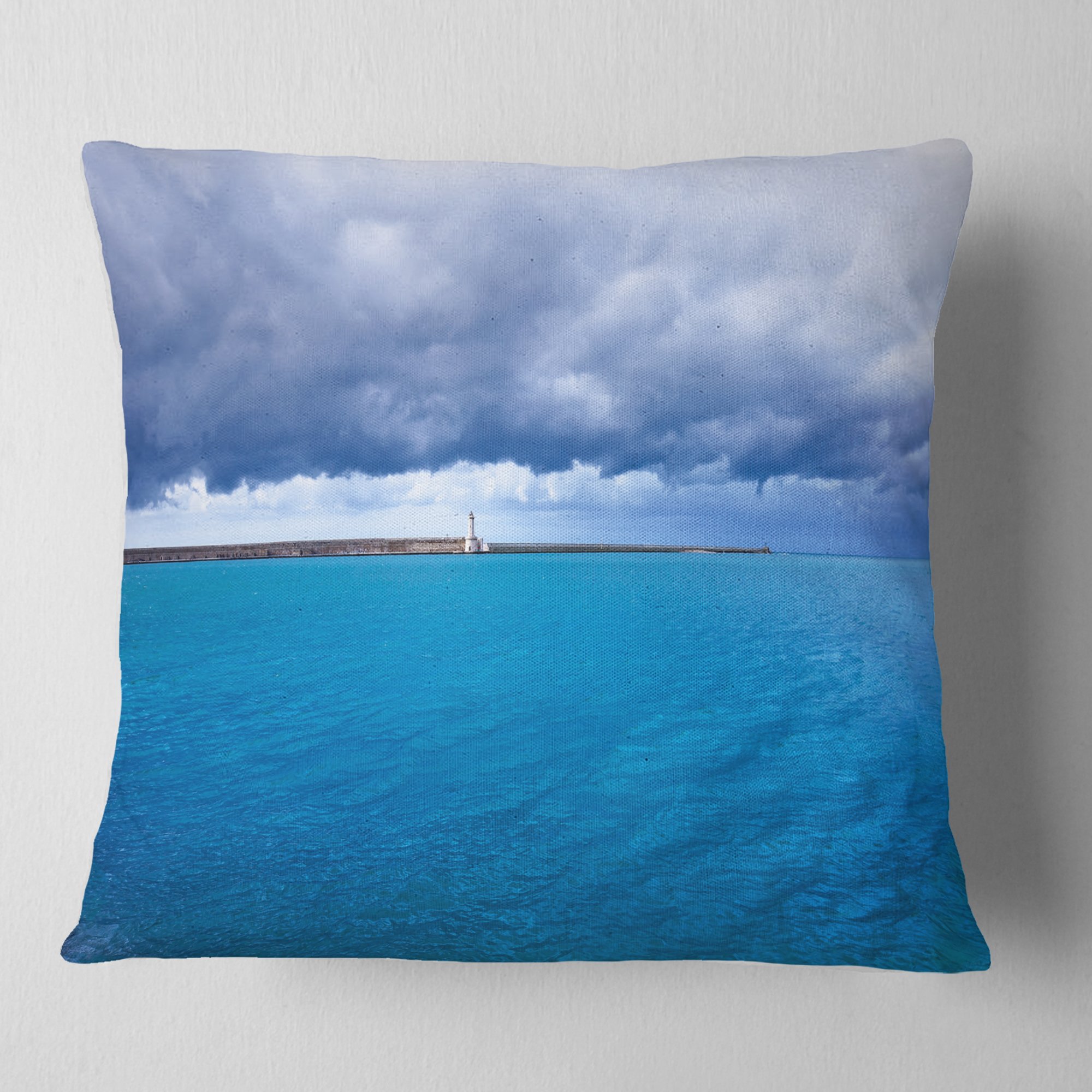 Designart Livorno Port Lighthouse' Seascape 16" x 16"