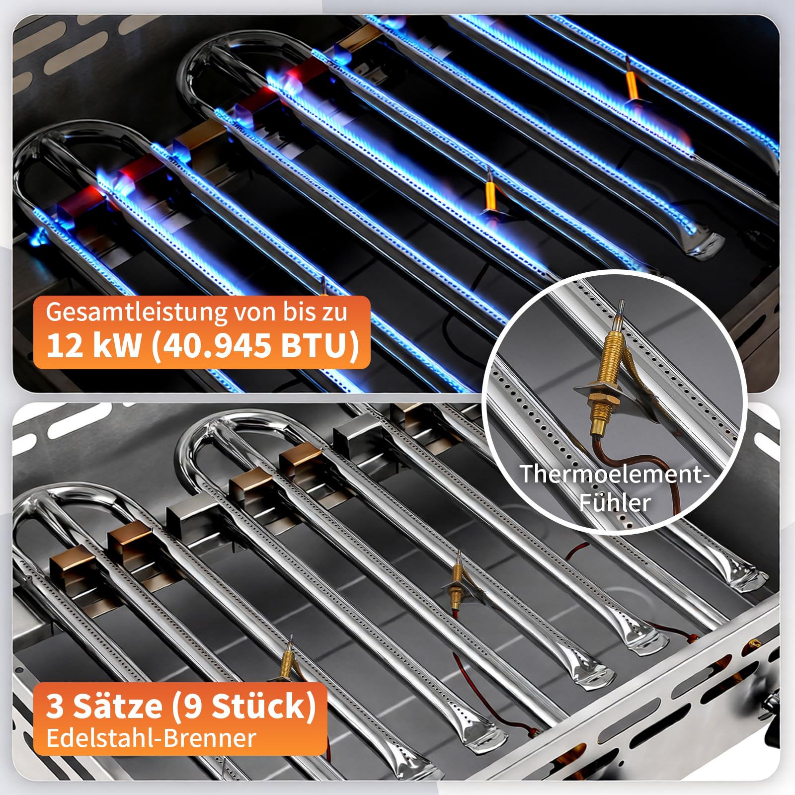 TLSUNNY Grill gazowy ze stali nierdzewnej, 3-punktowy, 12 kW, grill gazowy, komercyjny, profesjonalny garnek gastronomiczny i stołowy z emaliowaną płytą grillową, równomierny grill stołowy do