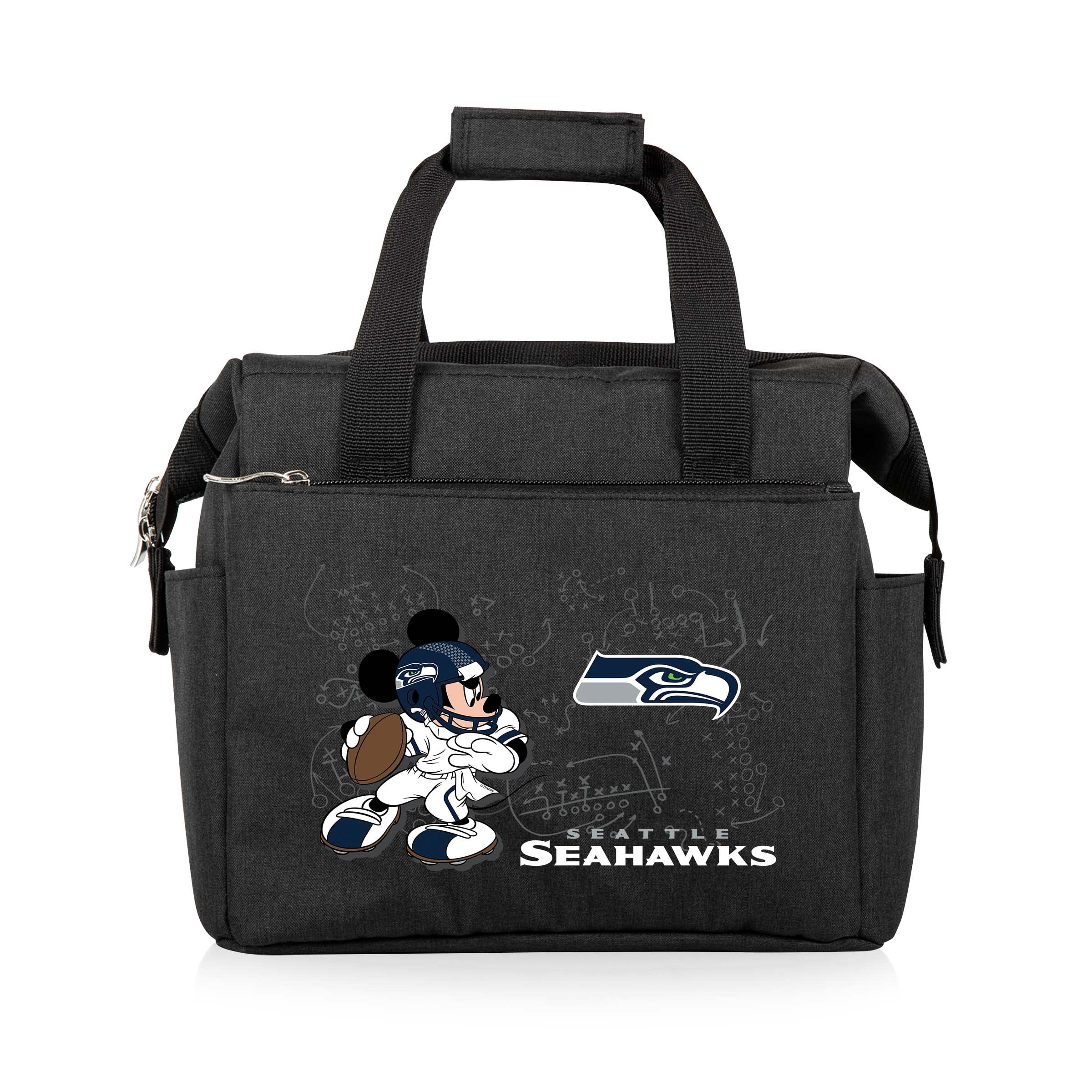 PICNIC TIME NFL Mickey Mouse On The Go Lunch Bag - Soft Cooler Lunch Box - Insulated Lunch Bag, (Black)