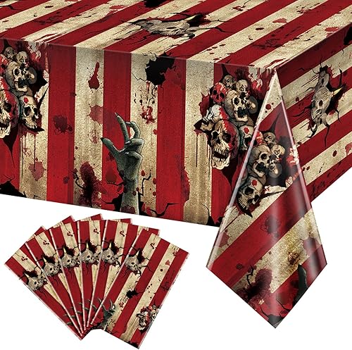6 manteles con temática de circo malvado de Halloween, fotografía de fondo de payaso malvado de plástico, pancarta de decoración de calavera