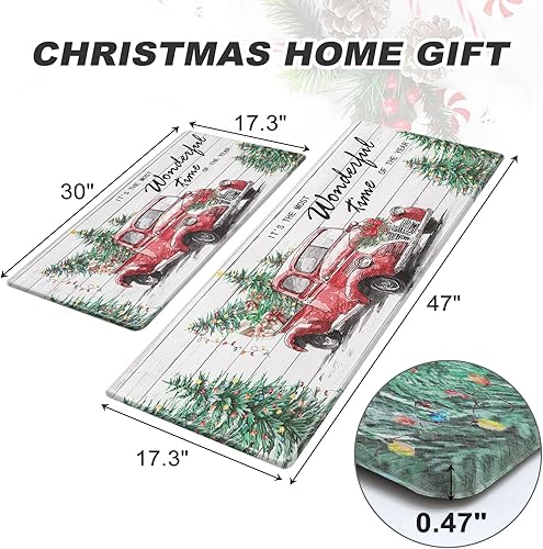 Miniatura 8 de Collive Juego de 2 tapetes de cocina acolchados antifatiga, antideslizantes, impermeables, para el piso, cómodo, resistente, para cocina,