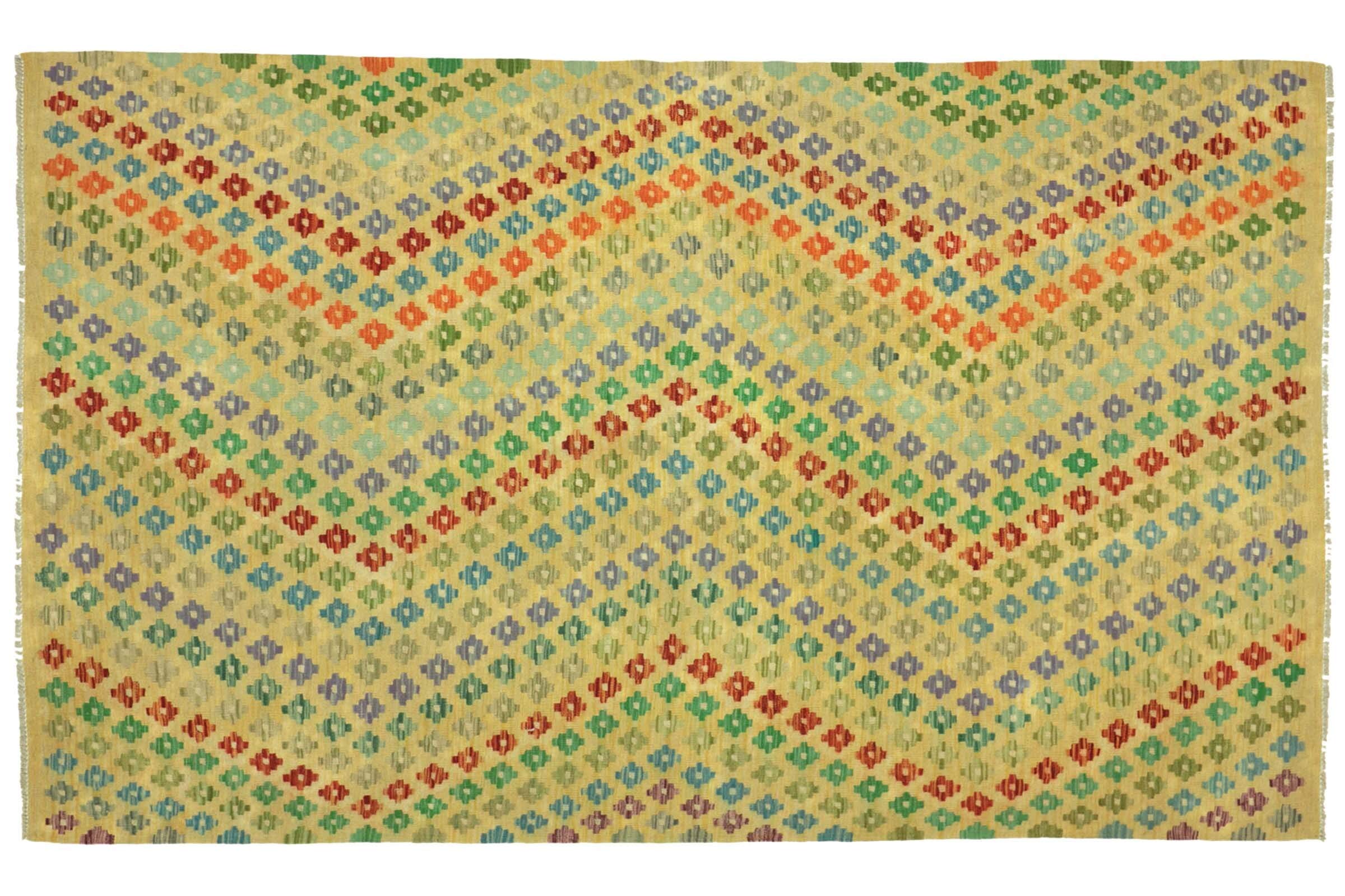 Tapis tissé à la main Afghan Maimana multicolore kilim salon 244x173 cm