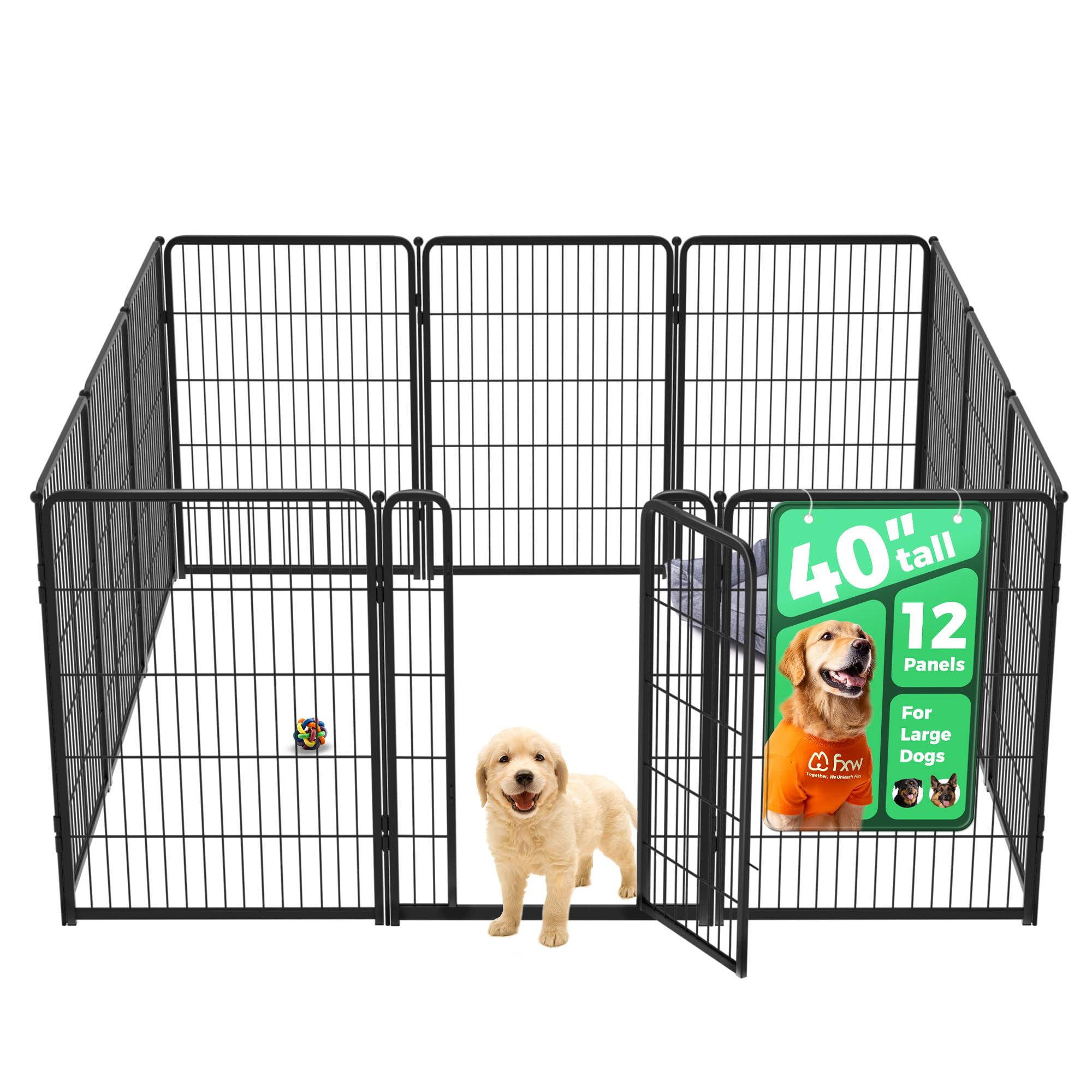 FXW Homeplus Indoor Dog Playpen, 40" H, 12 Panels, for Medium &amp; Large Dogs