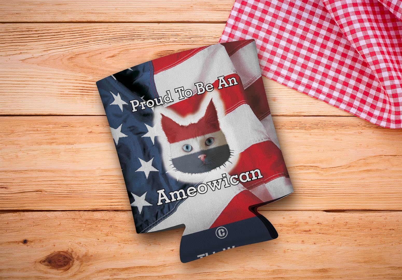 Funny Can Cooler Proud to Be An Ameowican Multi Pack Can Coolie Drink Coolers Coolies