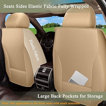 IKABEVEM Leather Front Set for Hyundai Tucson Seat Covers 2005-2026