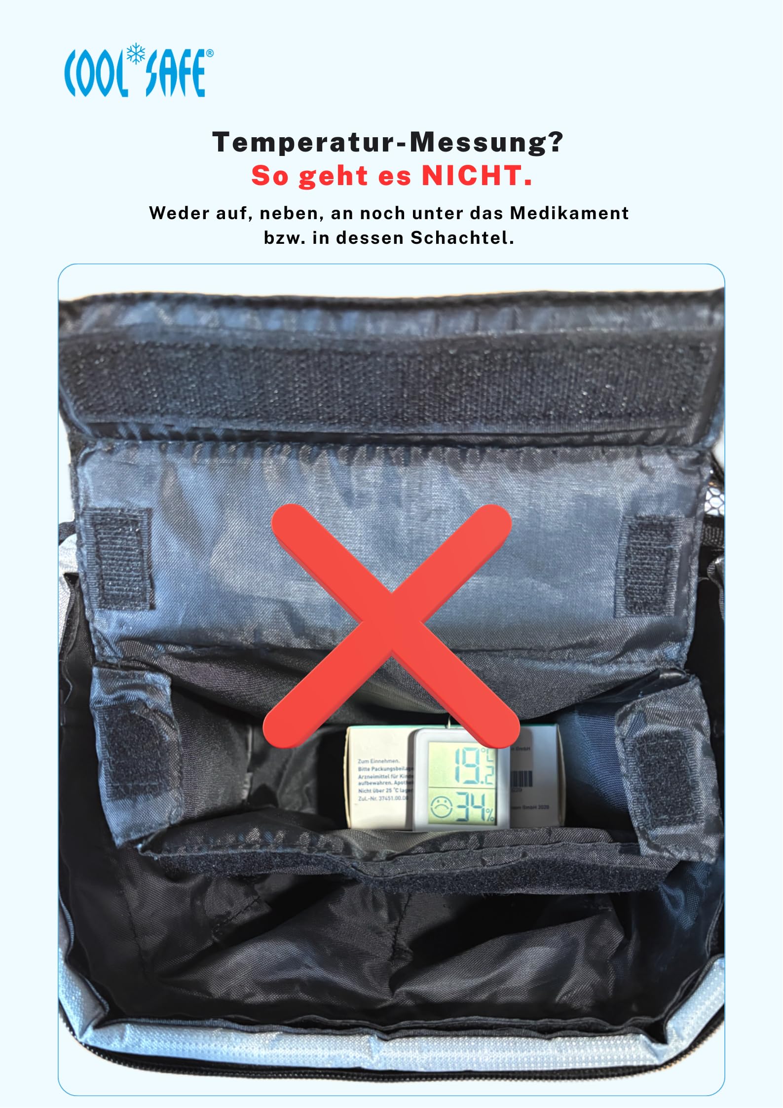 COOL*SAFE Medikamenten-Kühltasche/Insulin-Kühlbox, TÜV-getestet, Diabetiker, Reisen, Alltag. 18–24 h Kühlung bei 2–8/2–15 °C. Medikamente, Pens, Spritzen -Schutz vor Hitze & Einfrieren