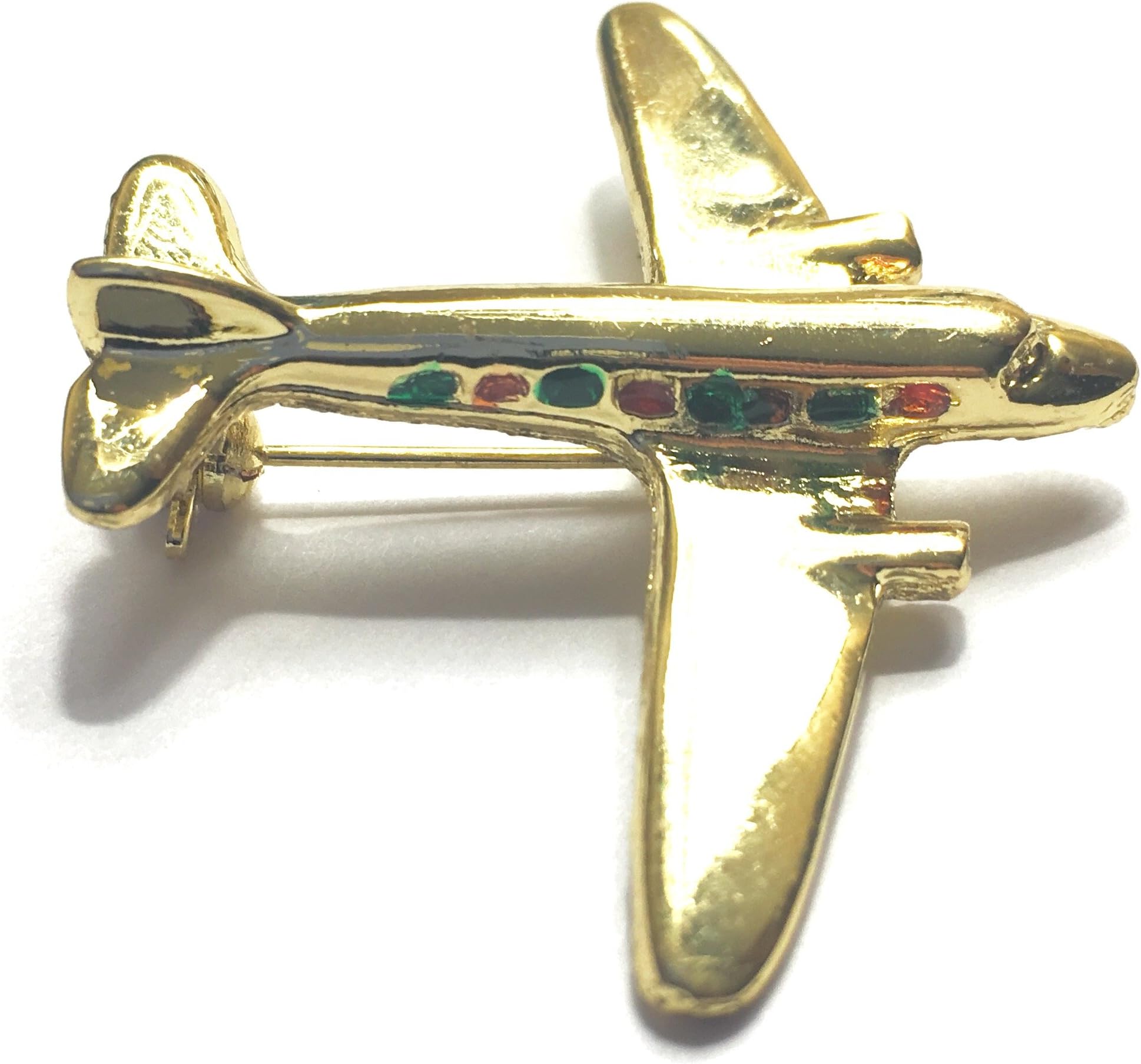 Airplane pin brooch Flight Attendant Agent (gold tone)