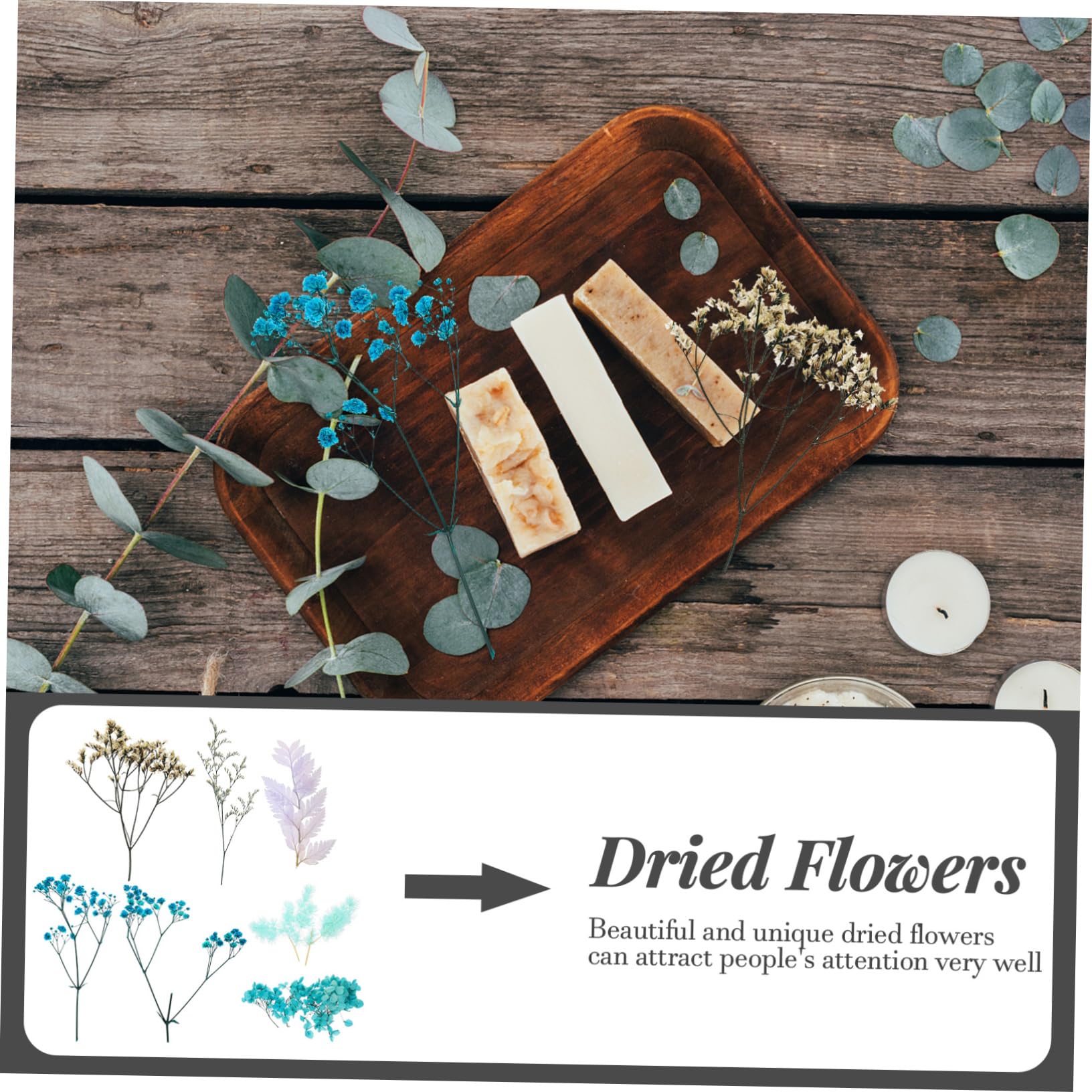 Abaodam 5ensembles Fleurs Séchées Naturelles pour Bougies Artisanales Matériaux à Base De Fleurs Séchées pour Décoration Artisanat Époxy Accessoires Maison