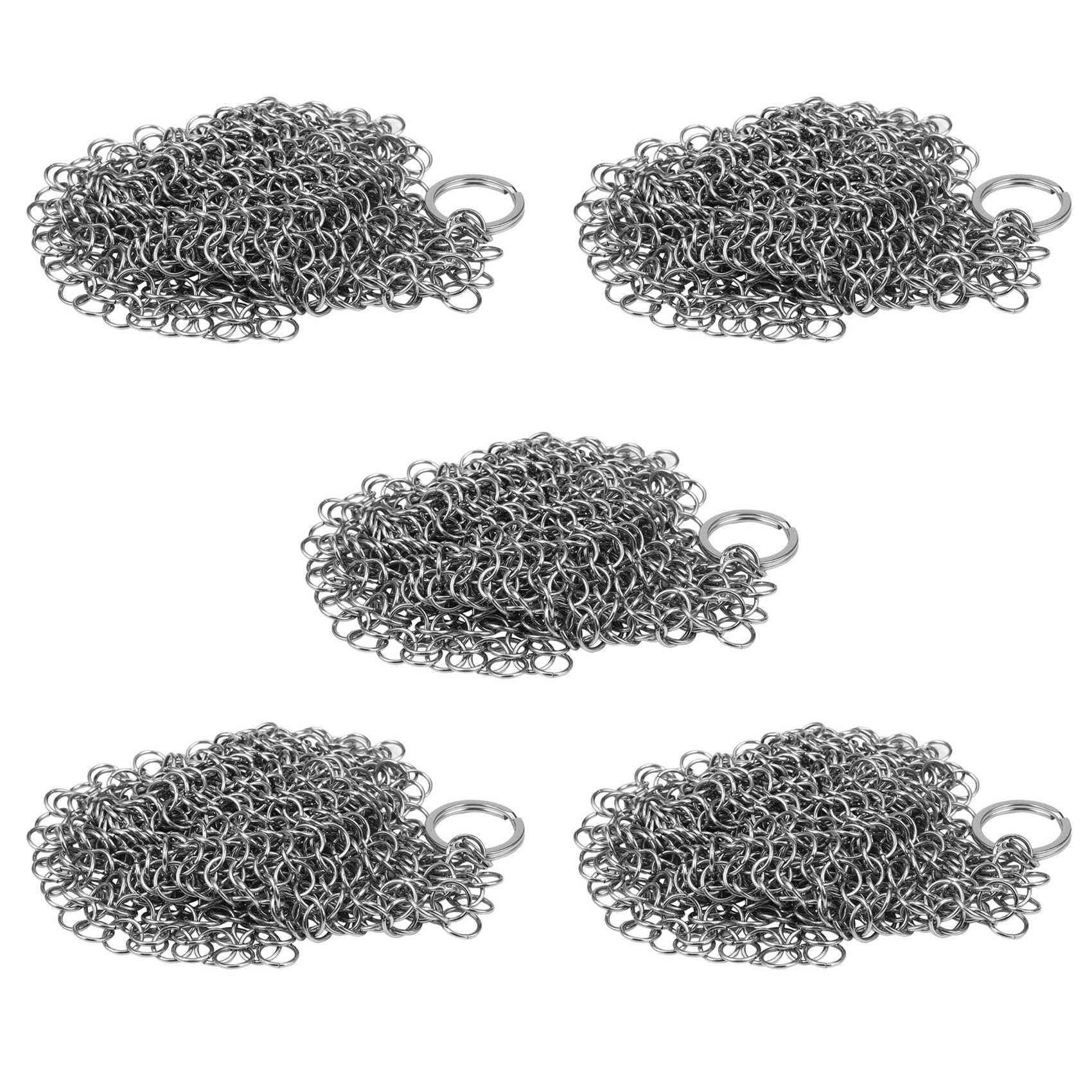 Hndhbfgrt 5X Cast Iron Cleaner -Premium 316 Stainless Steel Chainmail Scrubber, 8x6 Inch