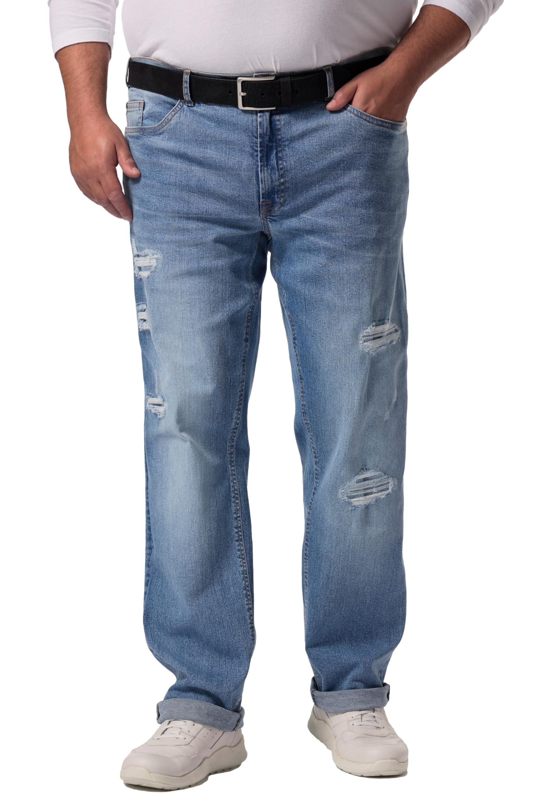 Men Plus Herren große Größen Übergrößen Menswear L-8XL Jeans, Bauchfit, Regular Fit, 5-Pocket, Destroys 834931
