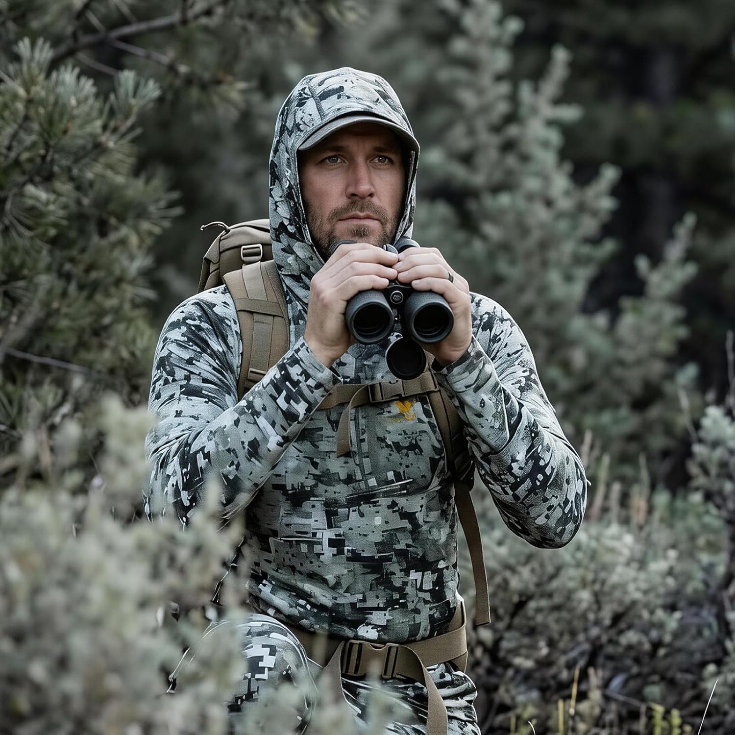 Men’s Lightweight Camo Hunting Hoodie Shirt – UPF 50+ Sun Protection, Quick-Dry, Breathable