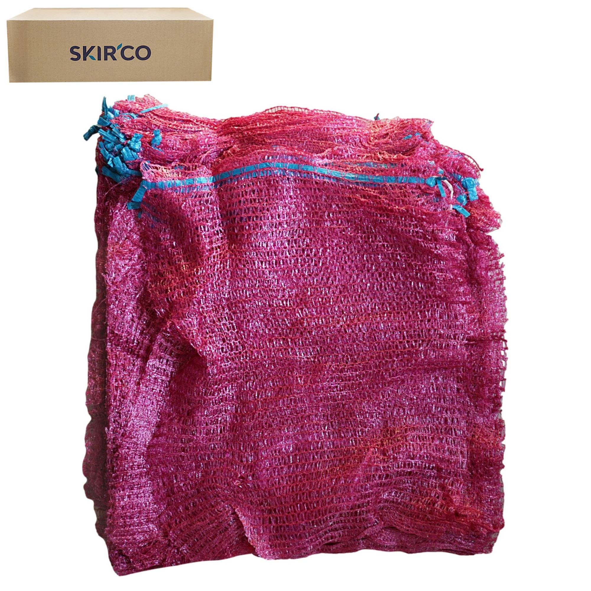 SKIR'CO Lot de 100 sacs en filet avec cordon de serrage pour légumes, fruits et légumes Bordeaux 50 x 80 cm