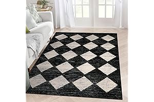 Lahome Moroccan Trellis Area Rug - 5x7 Black Washable Large Rugs for...