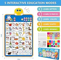 Vista 5 de Tabla electrónica de pared del alfabeto, ABC hablante, 123s, póster musical, juguetes de aprendizaje para niños pequeños de 1 a 3 años, juguete