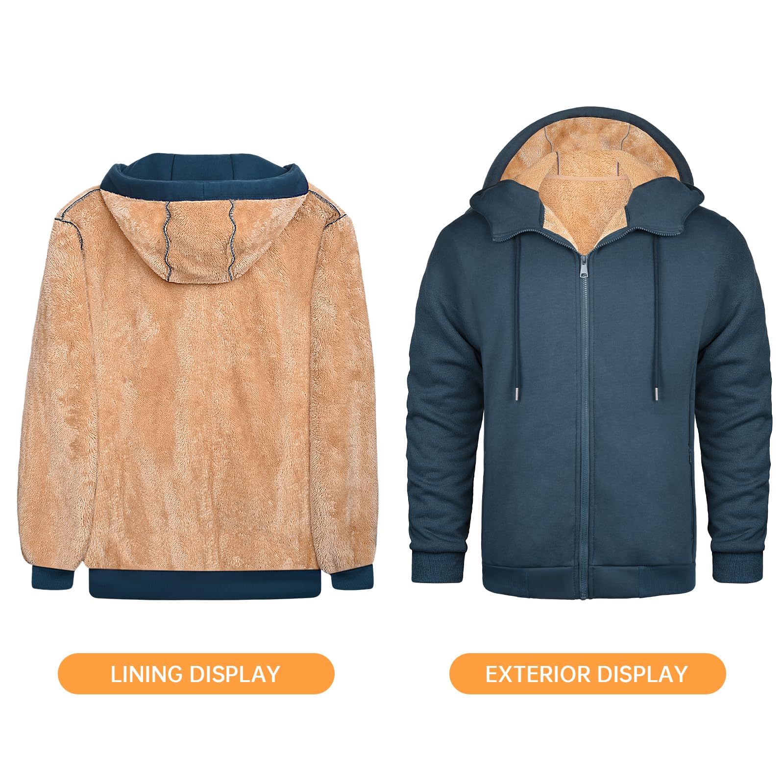 PASUDA Felpa Uomo con Cappuccio Invernale Felpa in Pile con Zip Felpe Giacca Manica Lunga Casual Comoda a Calda Hoodie Cappotto con Tasche Inverno