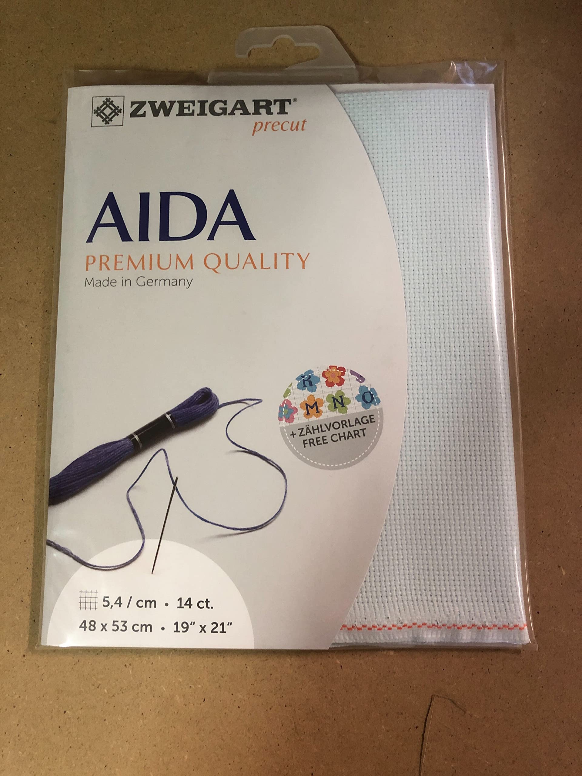 Zweigart Tela Aida 14 Count Bianco 50x55 Cm – Ricamo Contato