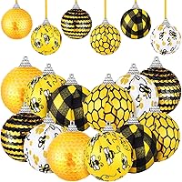 Vista 15 de 12 piezas de adornos para árbol de cáncer de mama, bola de cinta rosa colgante de lentejuelas rosadas, adorno para decoración de árbol