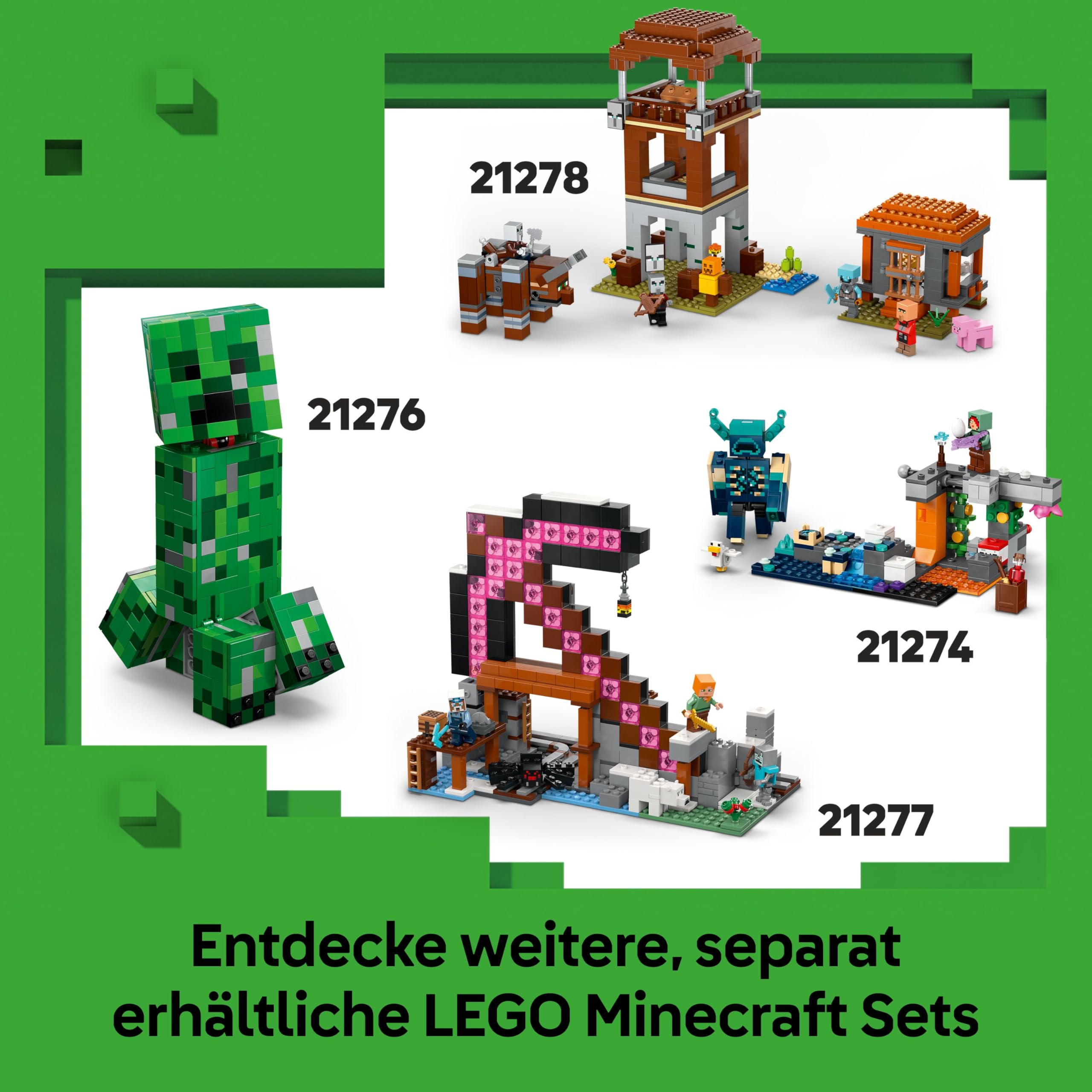 LEGO Minecraft 2in1 Der Enderman-Turm - Modulares Gaming Spielzeug - Lässt Sich in 2 Festungen umbauen - Mit 4 Minifiguren zum Sammeln - Gamer Geschenk für Jungen und Mädchen ab 9 Jahren - 21279