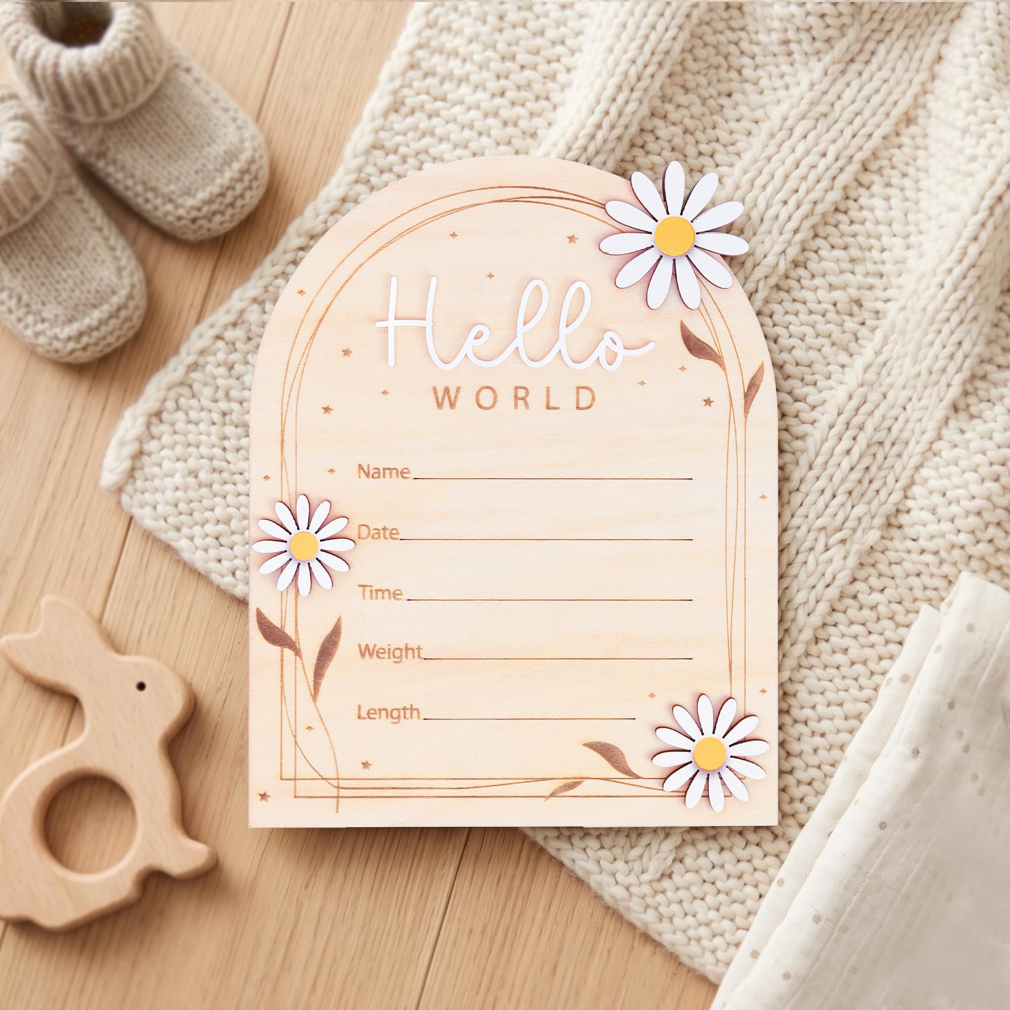 Hello World Schild für Neugeborene, Holz, Baby-Ankündigung, Krankenhaus-Foto-Requisite, Geburtsoffenbarung, Dekoration, Kinderzimmer-Dekoration (D18)