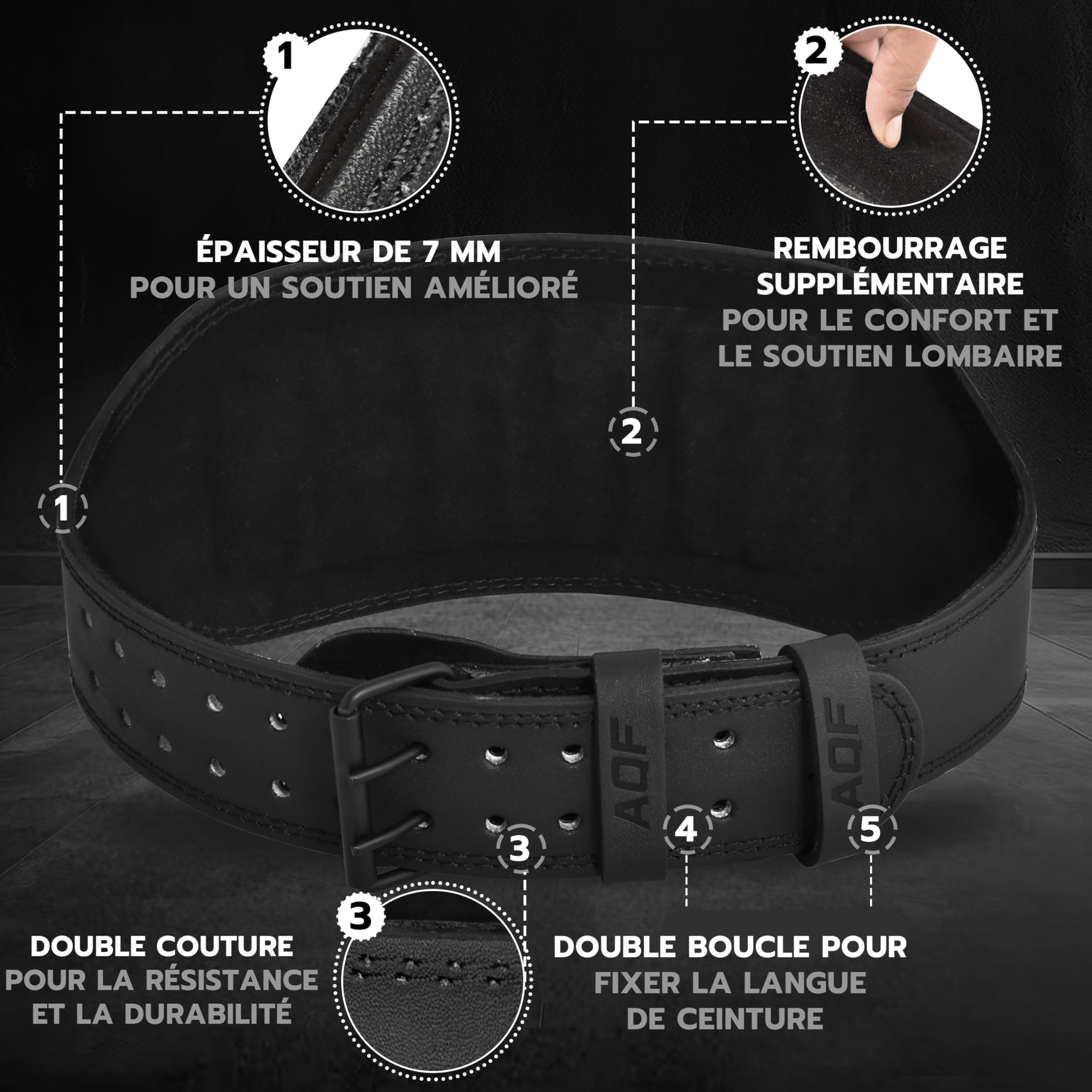 AQF Ceinture Musculation, 4" 6" Cuir Ceinture De Force, Ceinture Lestée Muscu Boucle À Rouleau en Acier, Ceinture Lombaire Musculation pour Powerlifting