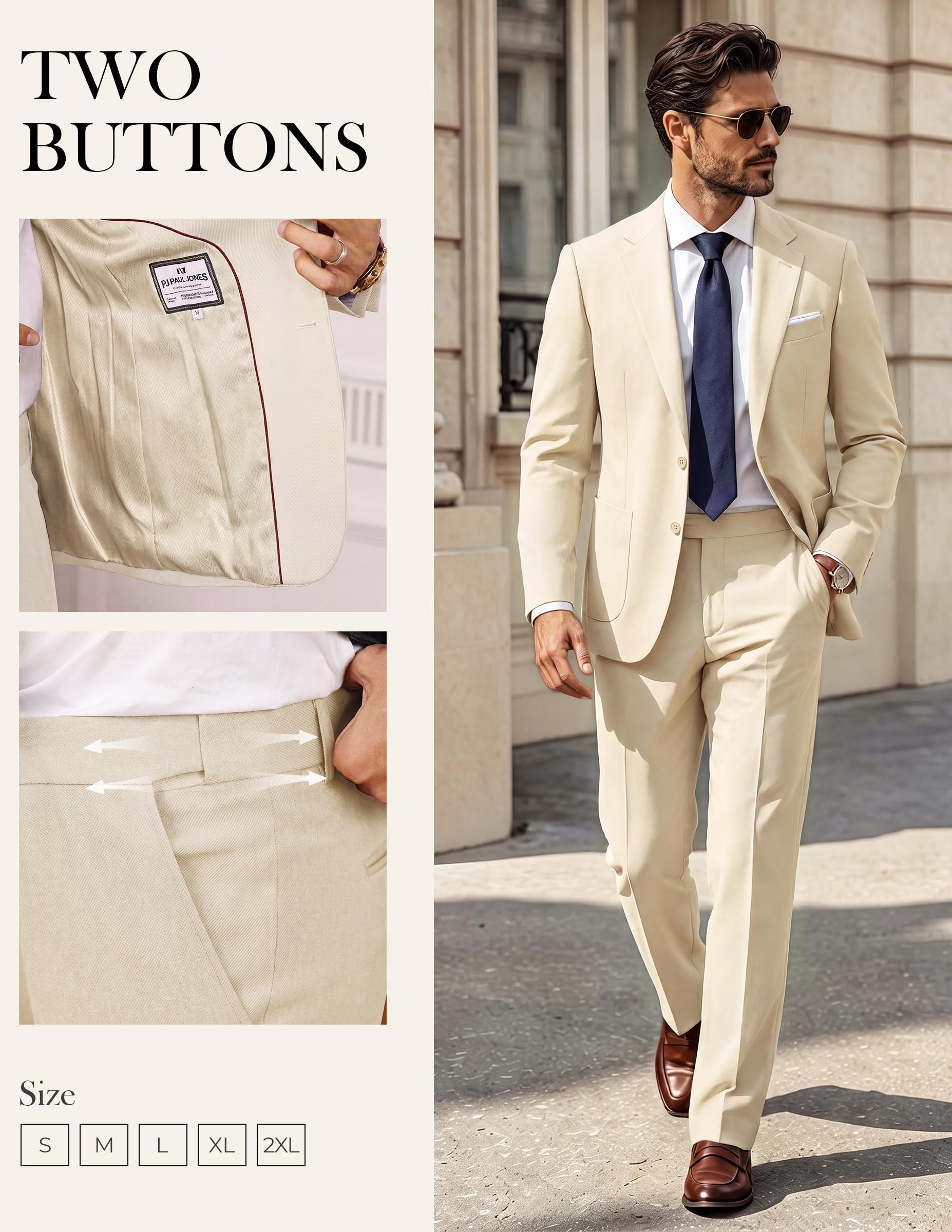 PJ PAUL JONES Anzug Herren 2 Teilig Slim Fit Business Hochzeit Suit Jacket | Sakko Herren Sportlich,Anzughose mit Gummibund