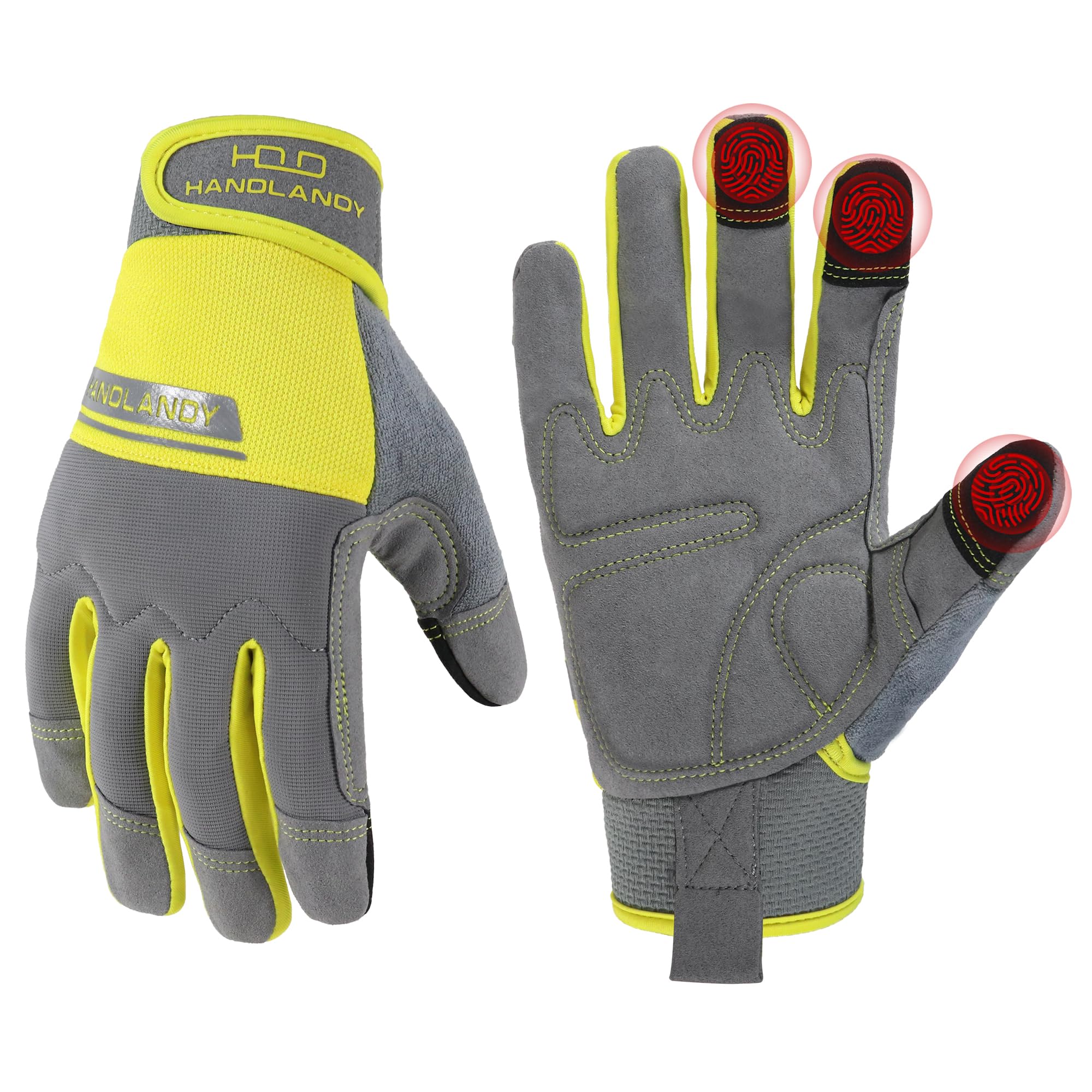 HANDLANDY Work Gloves for Men &amp; Women, Utility Mechanic Working Gloves Touch Screen, Flexible Gardening Gloves for Yard
