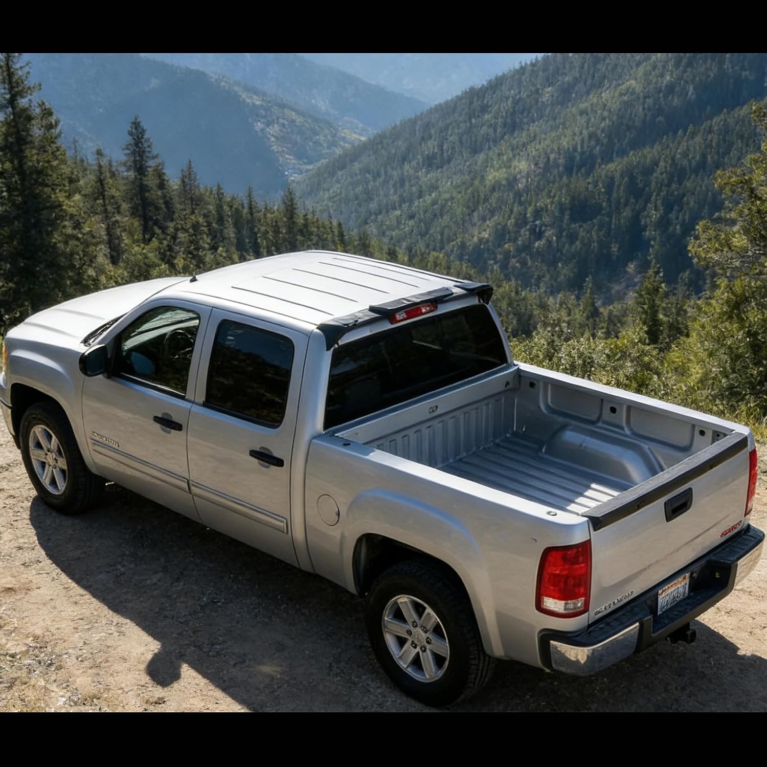 STSEV01 Rear Spoiler Cab Roof Wing Fit for GMC Sierra 1500 Chevy Silverado 1500 2007-2013 Accessories Denali/SL/SLE/ SLE1/ SLE2/ SLT/Work Truck/Crew Cab, Gloss Black Top Wing Lip Exterior