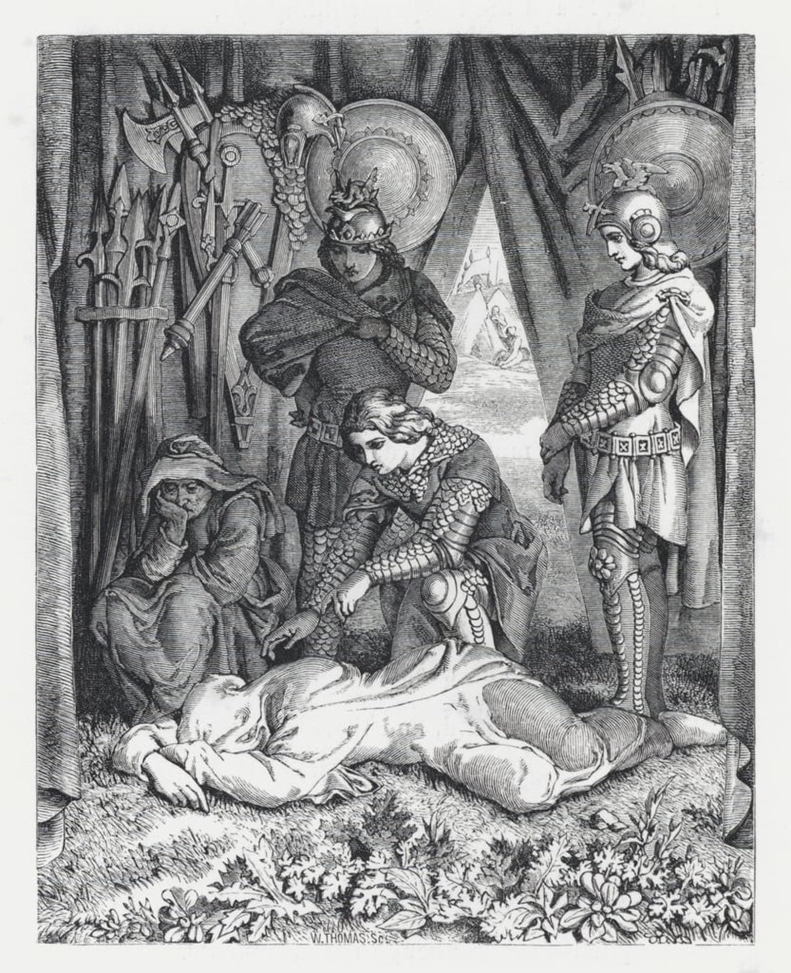 ARTXLXXBN Famous Painting Art Wall Decor Abstract Art Picture Illustration for Tennyson's Poem by Daniel Maclise Animal Pictures for Home Decor 60x90cm