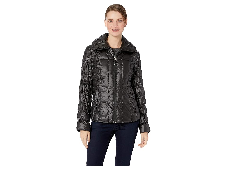 

Kenneth Cole New York Packable Down w/ Side Ruching (Black) Women's Coat