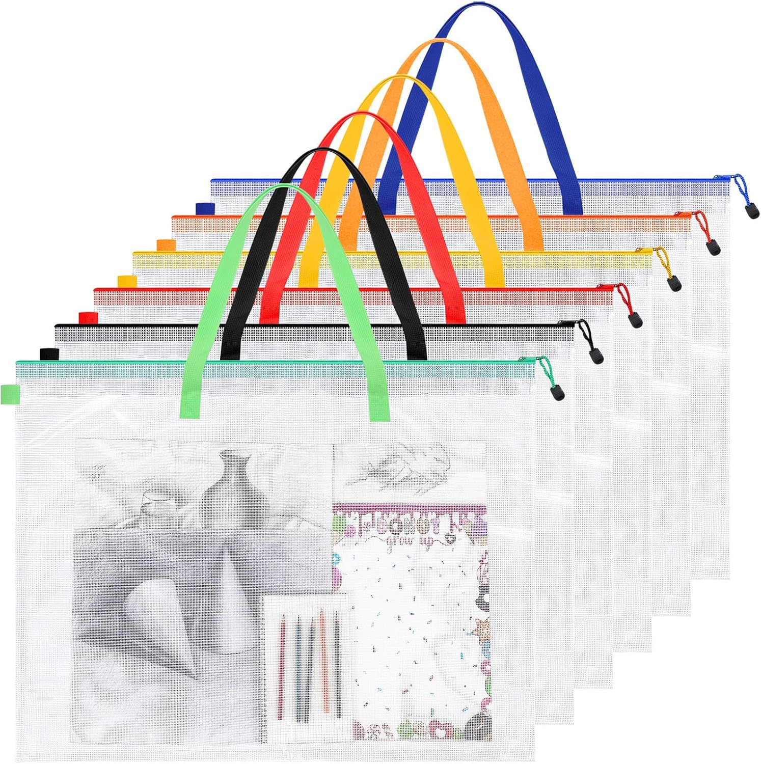 Huhumy 6 Pcs 6 Colors Art Portfolio Bag 19 x 25 Inch Large
