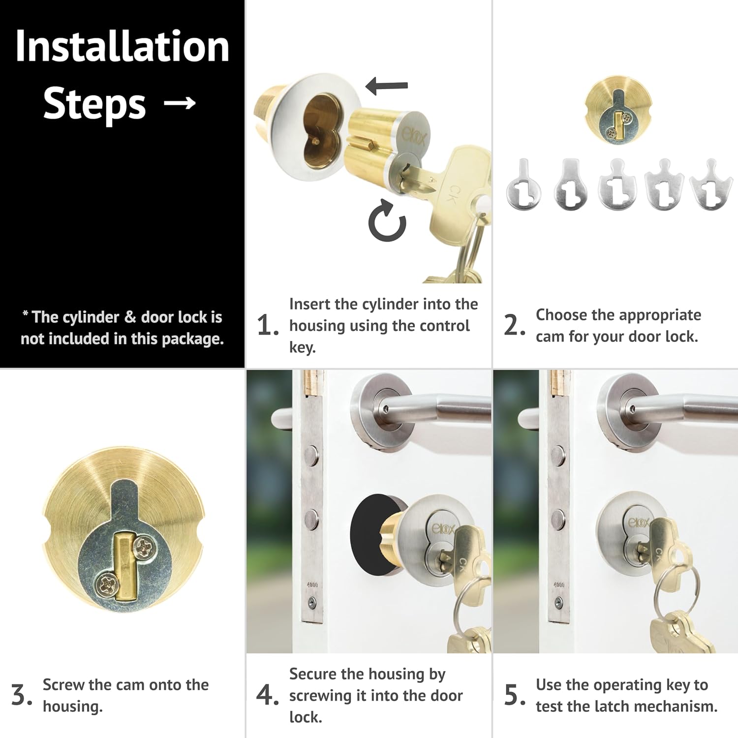 elox SFIC Standard Mortise Housing for Stanley, Dorma Kaba, Arrows, Best, Falcon 6pins IC Core Using