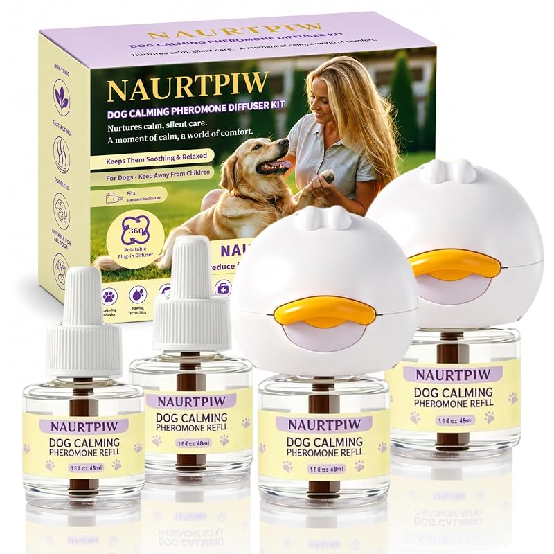 Difusor calmante para cães com feromônios NAURTPIW, 2 difusores e 4 refis de 48 mL