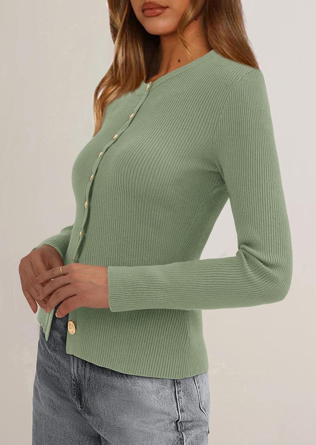 PRETTYGARDEN Womens 2026 Fall Cardigan Sweaters Lightweight Long Sleeve Button up Ribbed Knit Tops Winter Fashion Clothes - Image 3