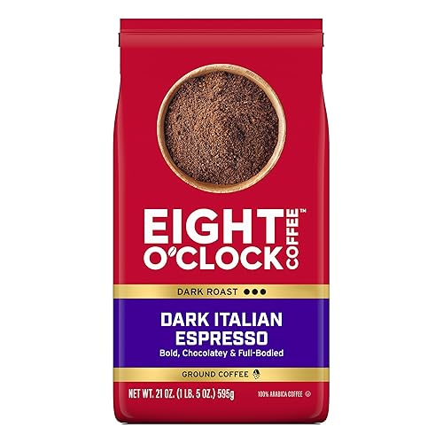 Eight O'Clock Coffee Café molido expreso italiano oscuro, tostado oscuro, 21 onzas (paquete de 1) - Bold & Chocolaty