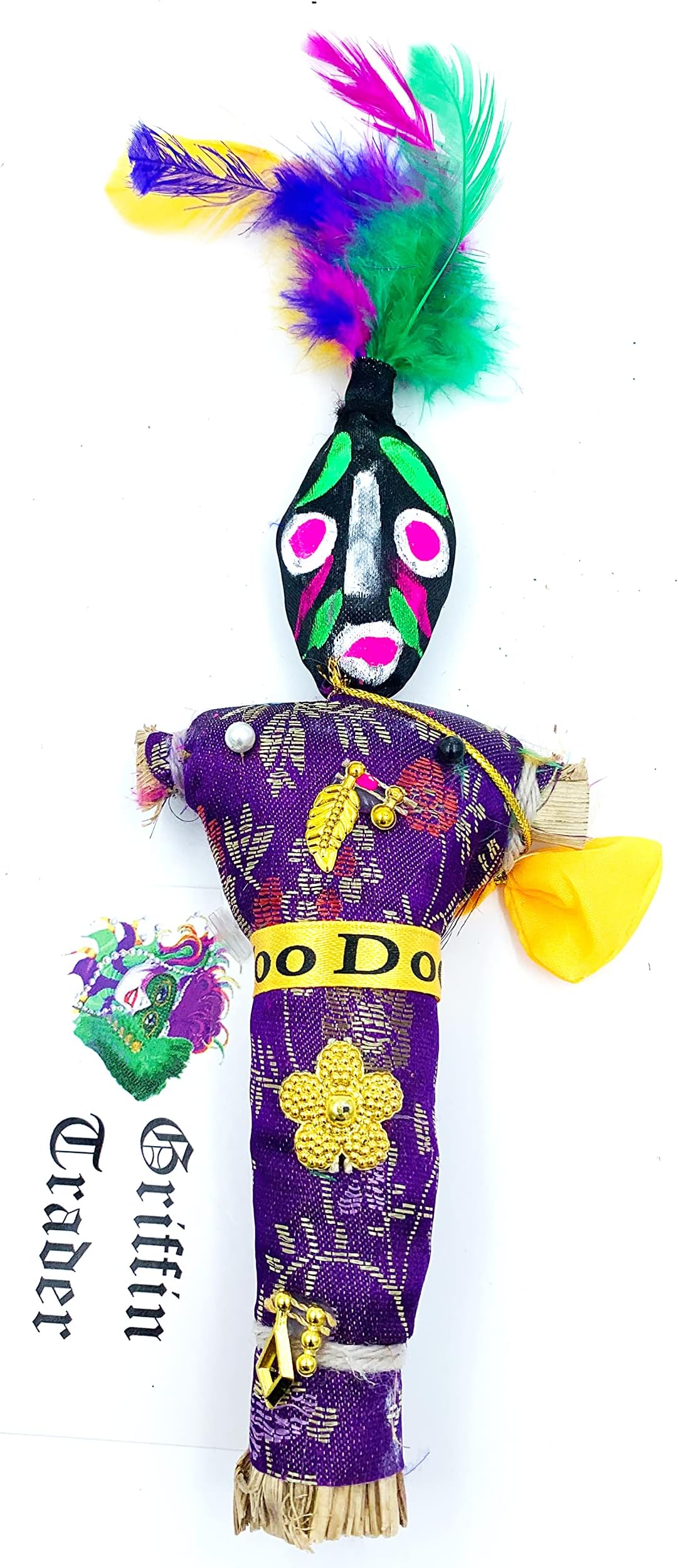 Mardi Gras World Voodoo Doll Good Luck Purple Power Money Wealth Prosper Revenge